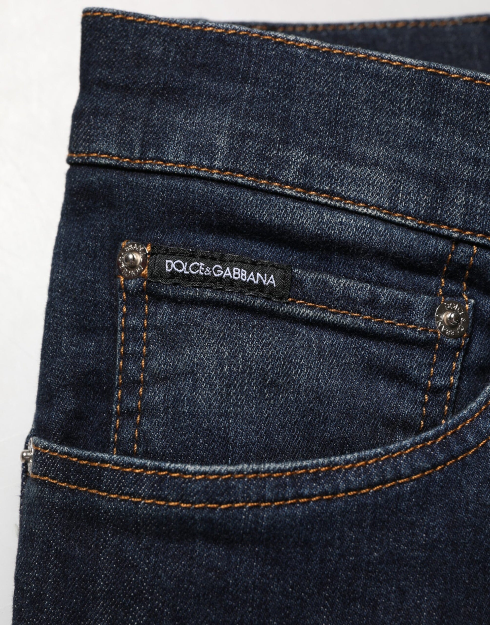 Jean slim en denim de coton bleu foncé Dolce & Gabbana pour homme