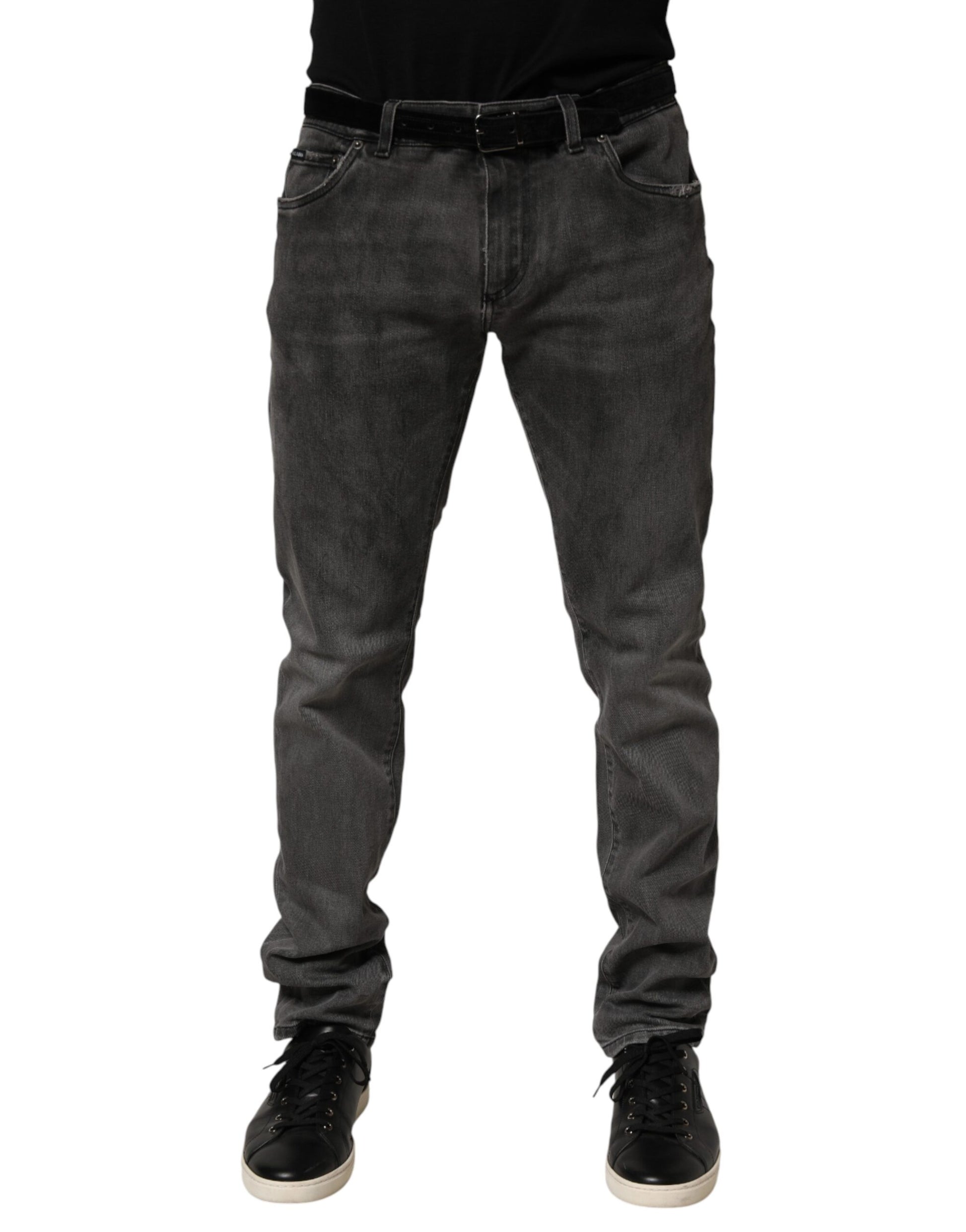 Jean slim en denim gris foncé en coton pour homme Dolce & Gabbana