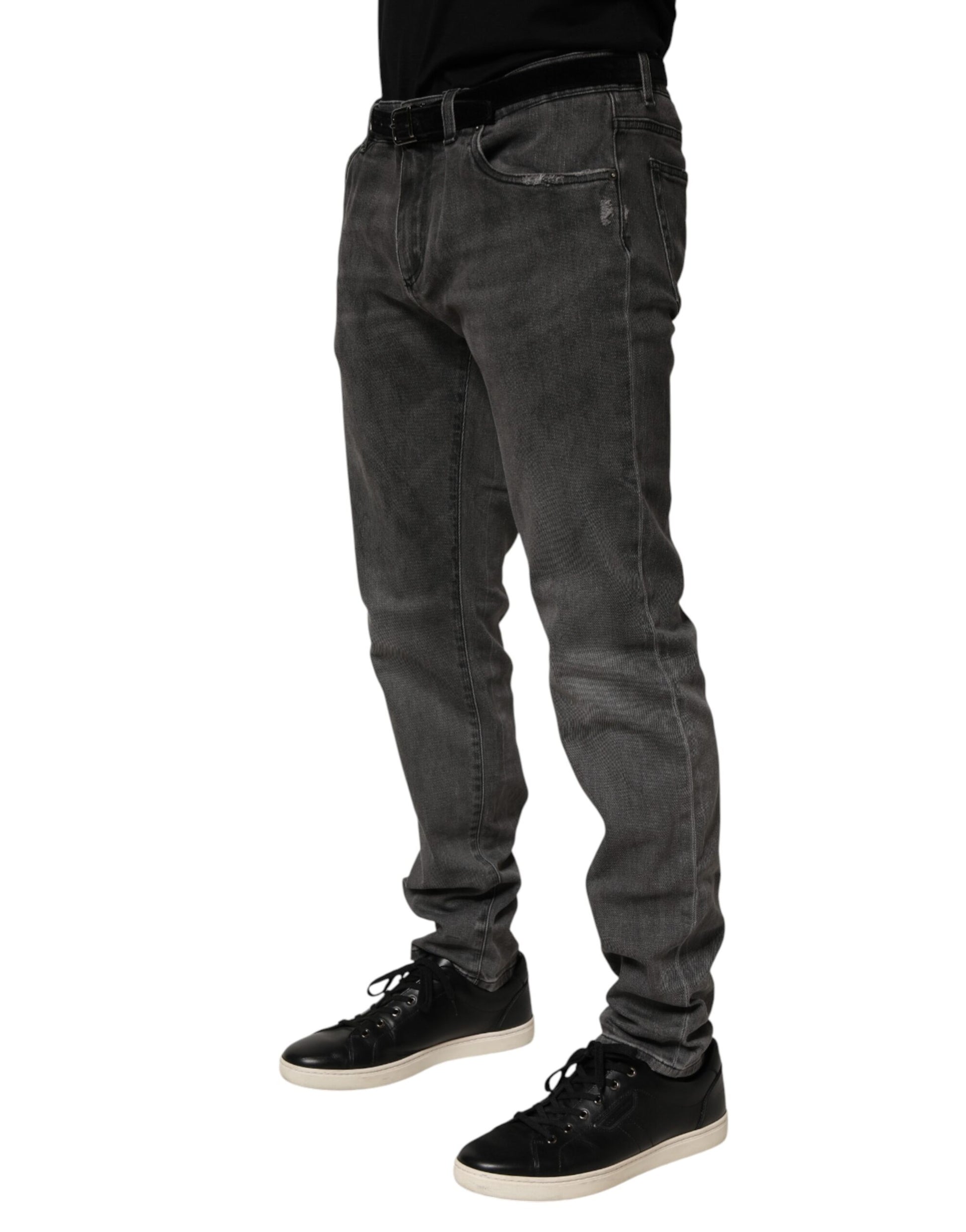 Jean slim en denim gris foncé en coton pour homme Dolce & Gabbana