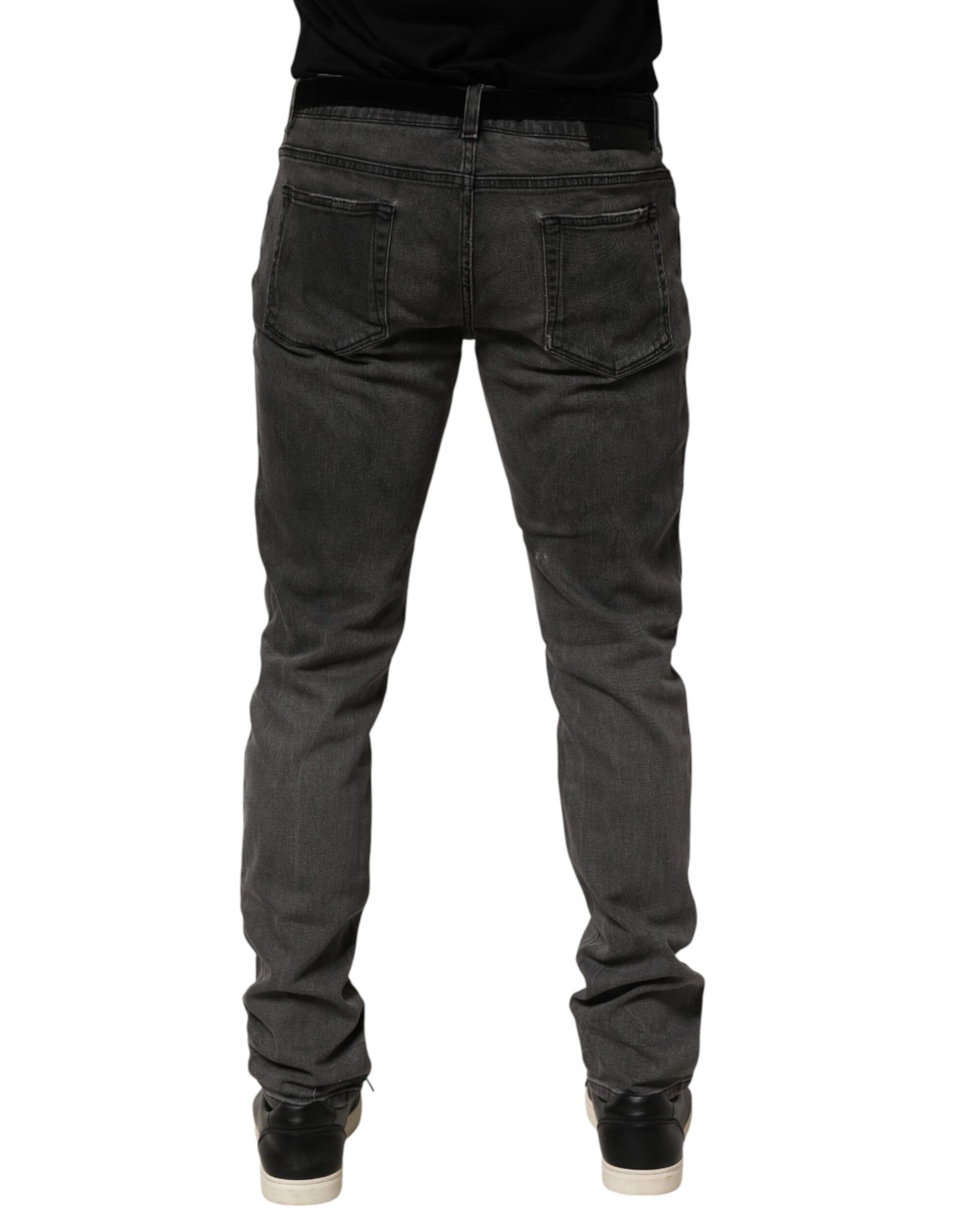 Jean slim en denim gris foncé en coton pour homme Dolce & Gabbana