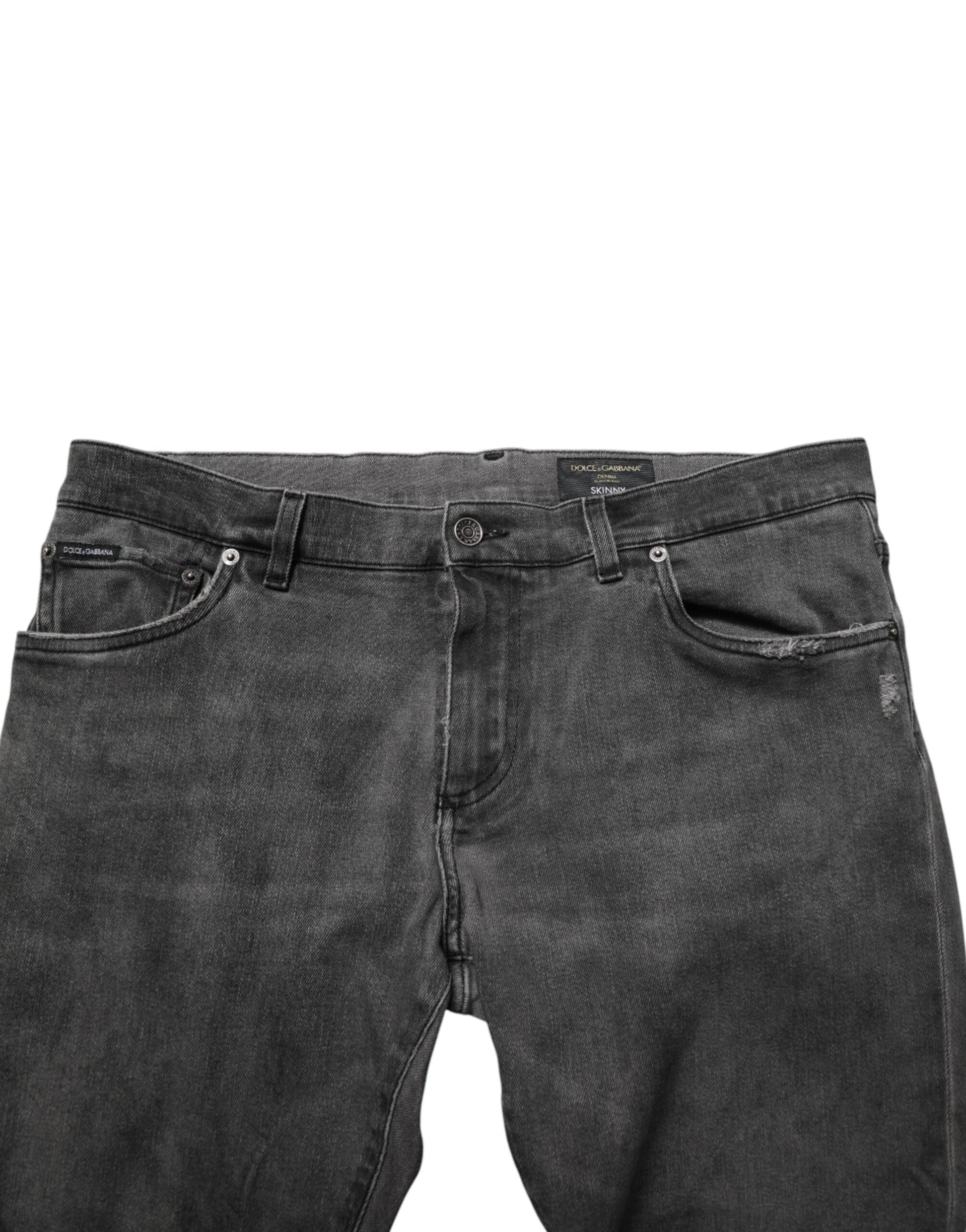 Jean slim en denim gris foncé en coton pour homme Dolce & Gabbana