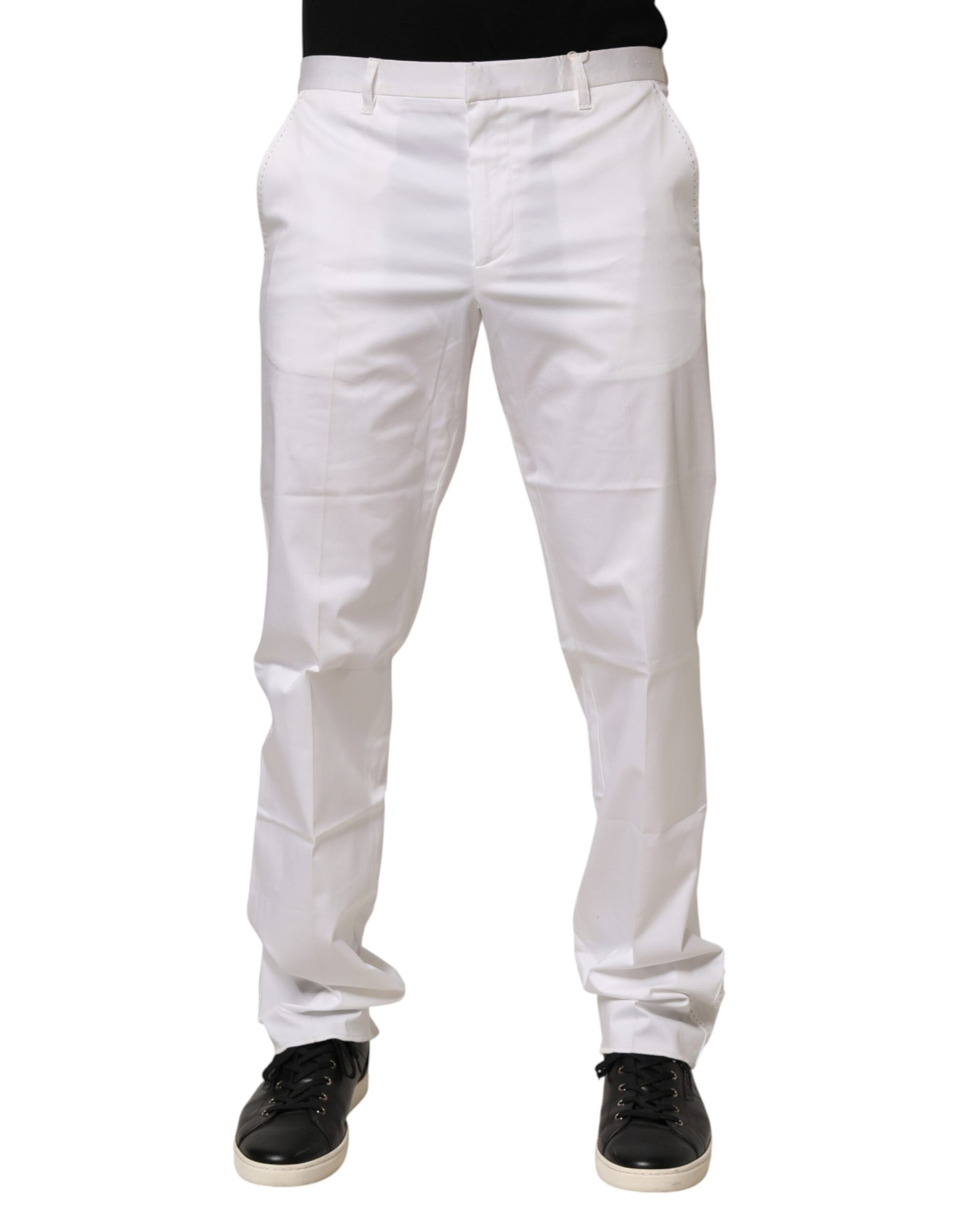 Pantalon de costume formel extensible en coton blanc John Richmond