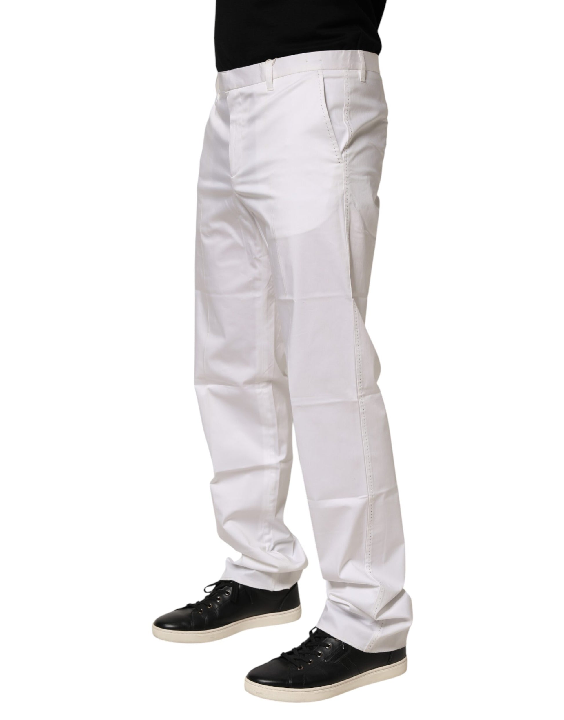 Pantalon de costume formel extensible en coton blanc John Richmond