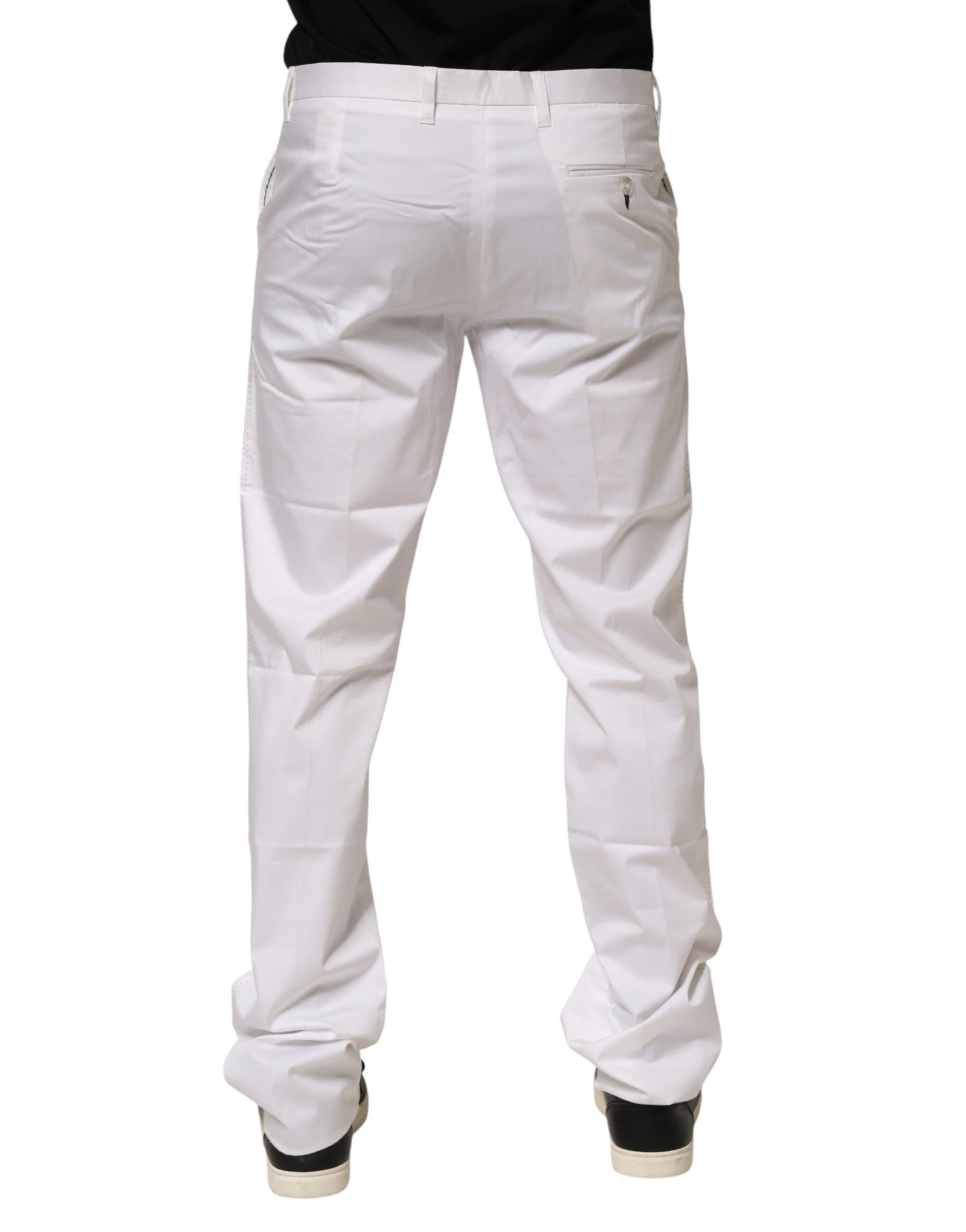 Pantalon de costume formel extensible en coton blanc John Richmond