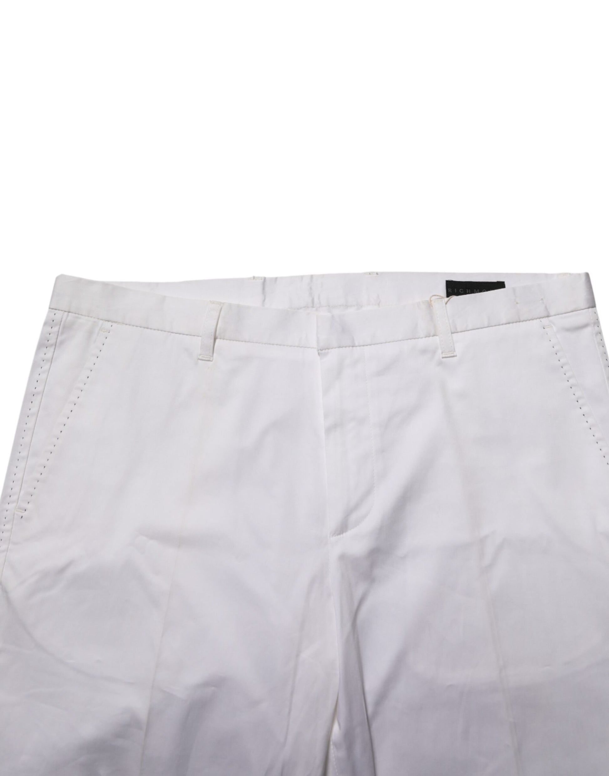 Pantalon de costume formel extensible en coton blanc John Richmond
