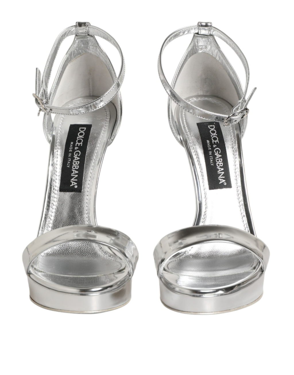 Chaussures Sandales compensées Keira en cuir argenté Dolce & Gabbana