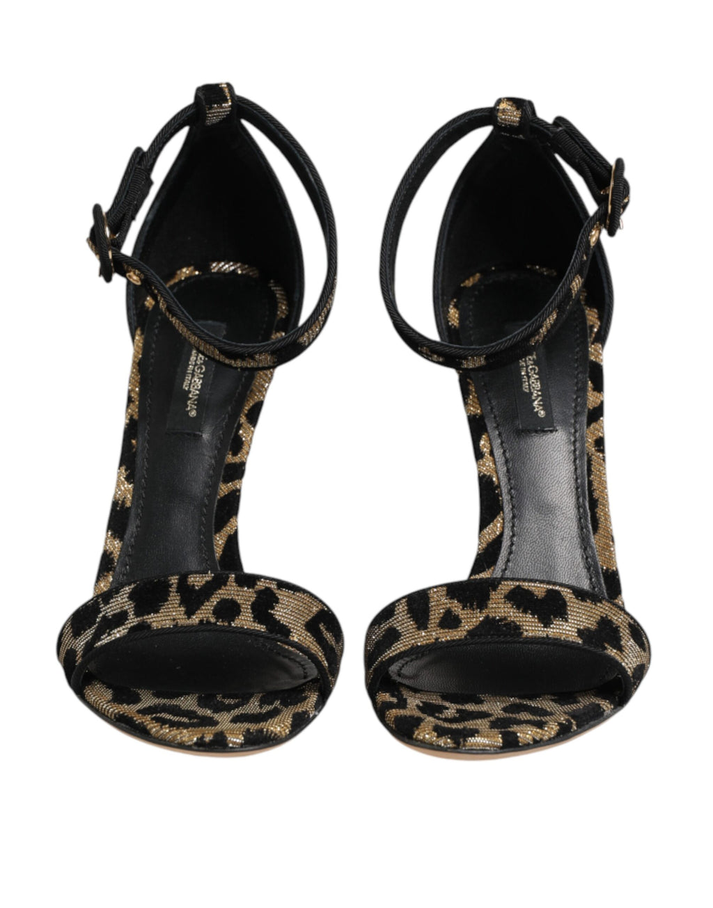 Sandales à talons Dolce & Gabbana Gold Leopard avec bride de cheville