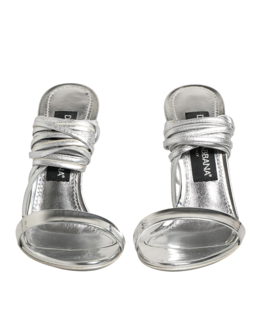 Dolce & Gabbana Silver Strappy High Heels Sandals Shoes