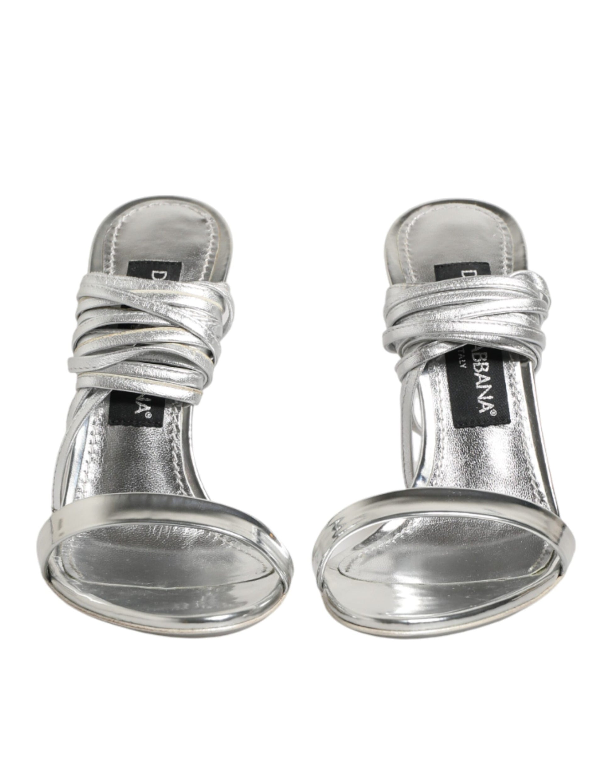 Dolce & Gabbana Silver Strappy High Heels Sandals Shoes