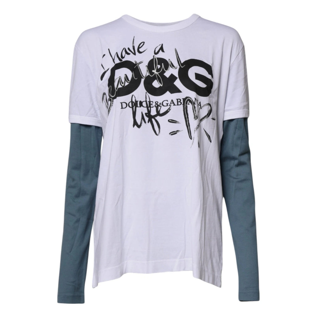 T-shirt Dolce & Gabbana en coton blanc à col rond et imprimé graphique