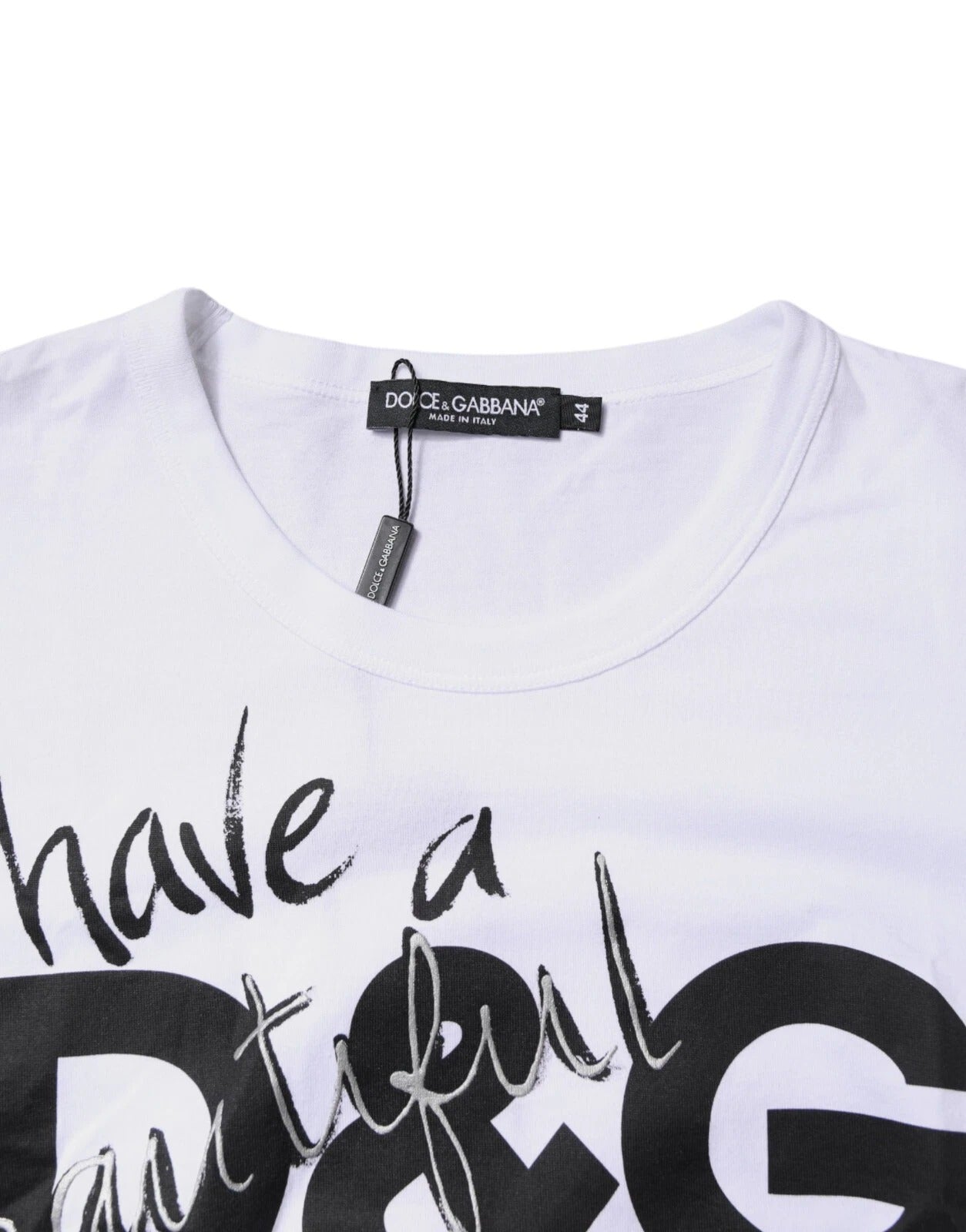 T-shirt Dolce & Gabbana en coton blanc à col rond et imprimé graphique