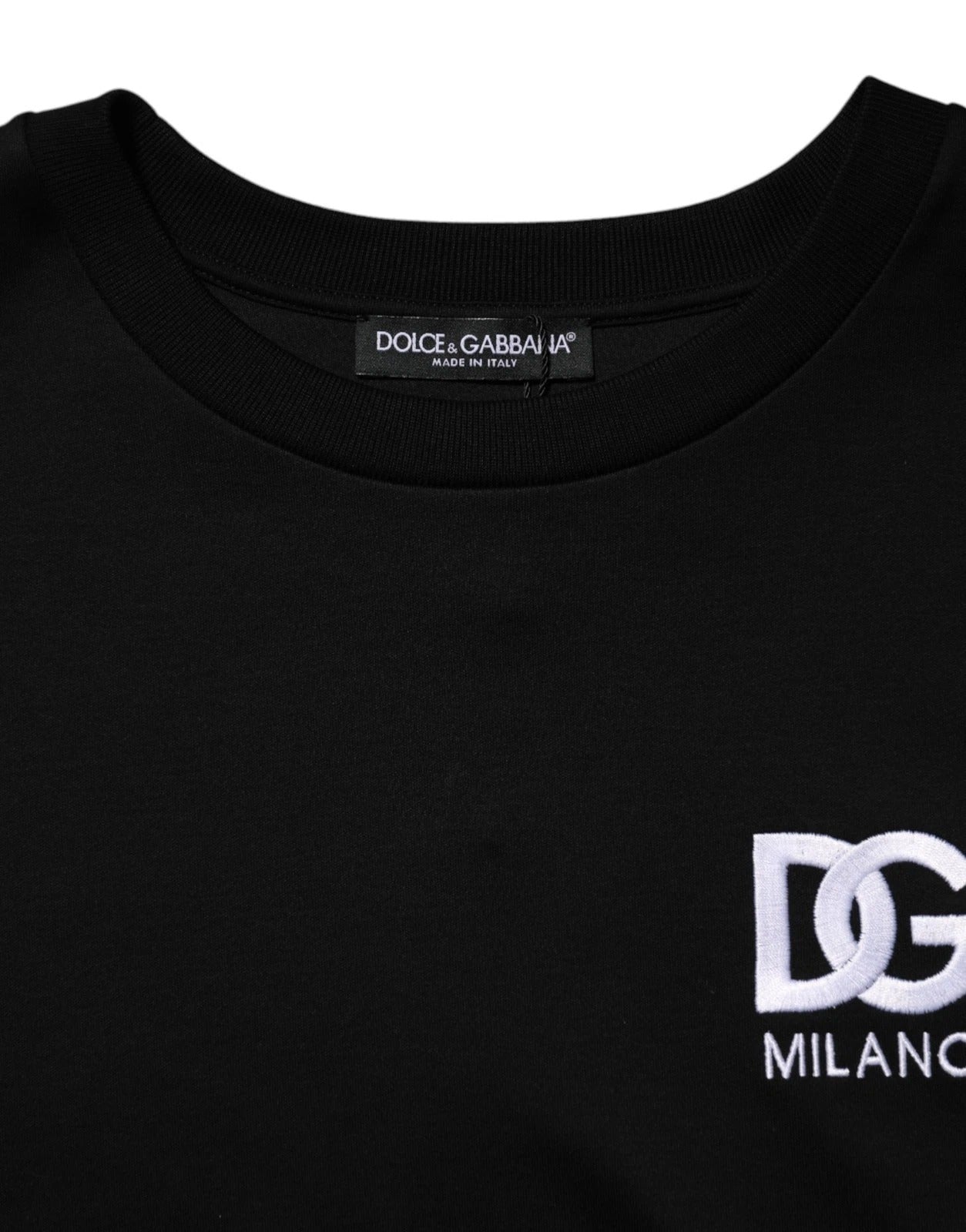 T-shirt Dolce & Gabbana en coton noir avec broderie logo DG