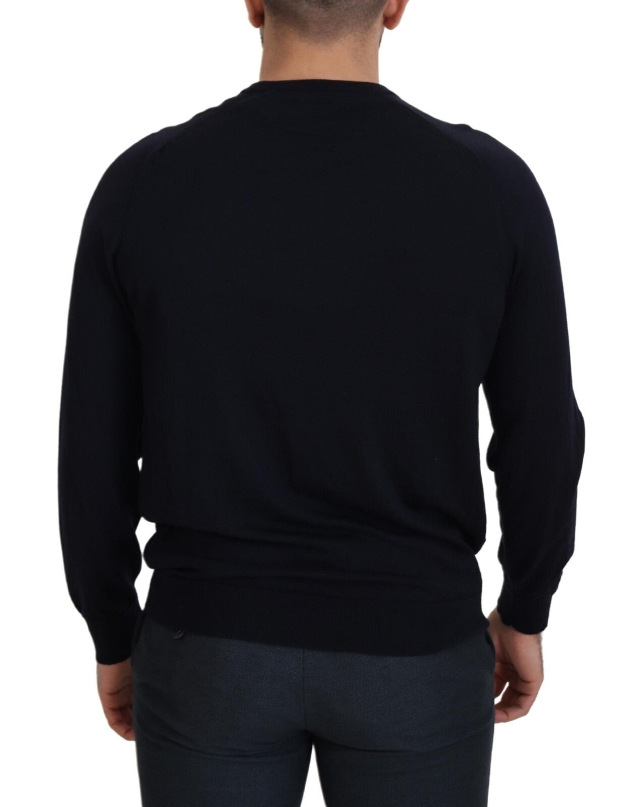 Alpha Studio Pull Col Rond Noir en Laine
