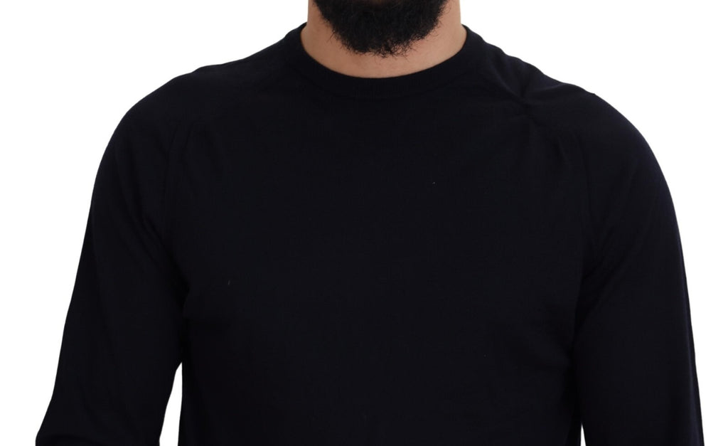 Alpha Studio Pull Col Rond Noir en Laine