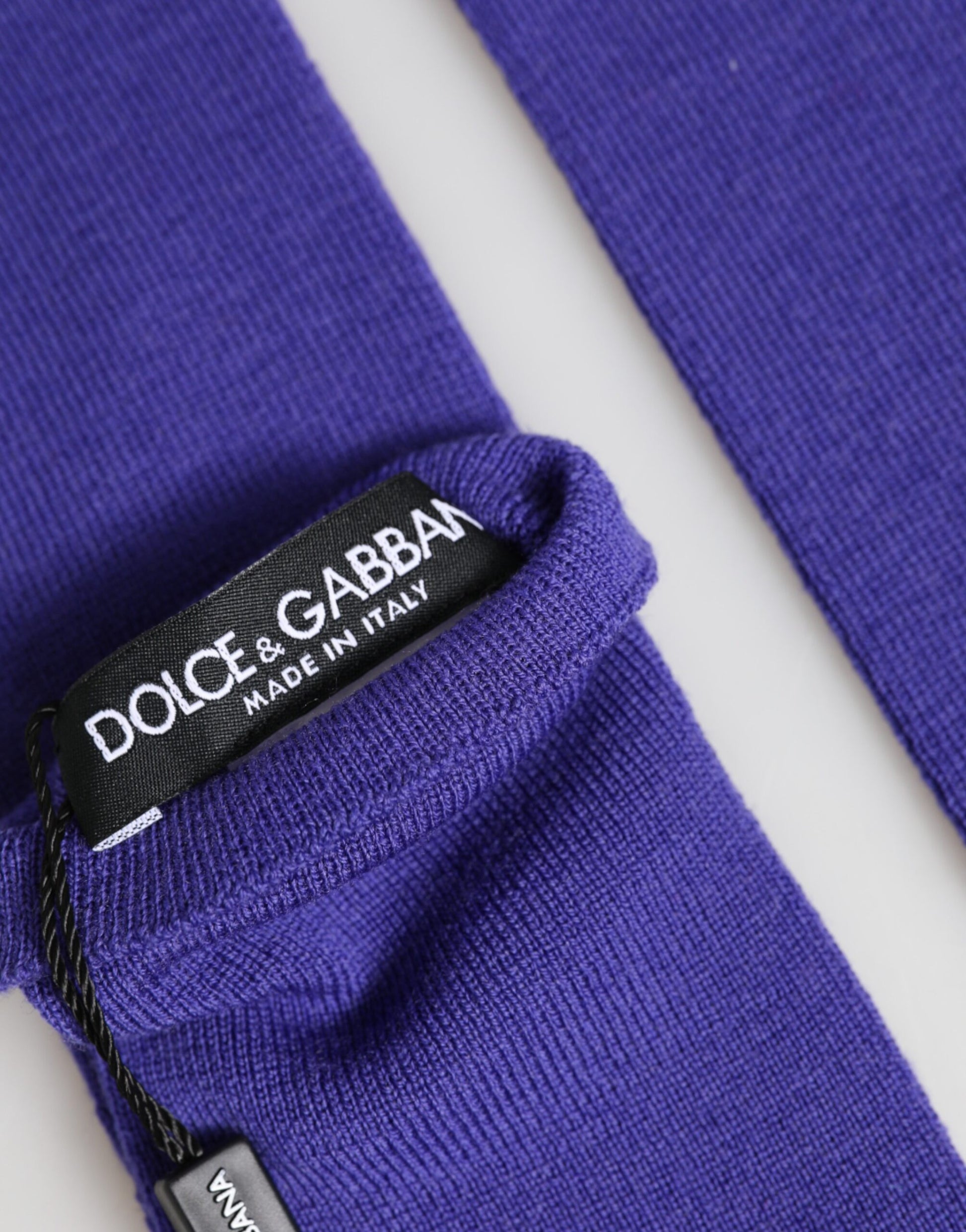 Mitaines sans doigts Dolce & Gabbana en laine violette, longueur coude
