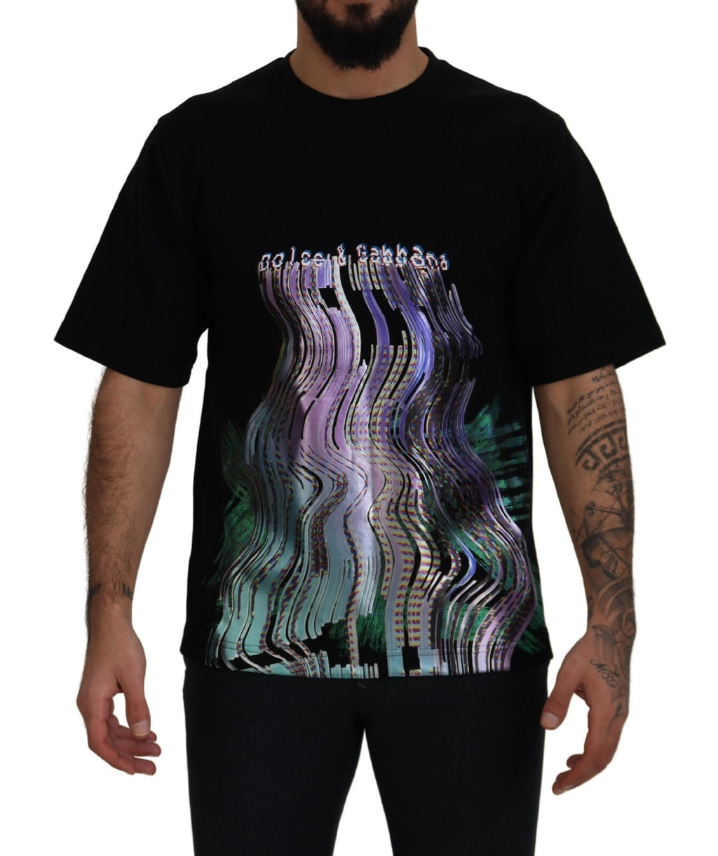 T-shirt Dolce & Gabbana en coton noir à imprimé col rond