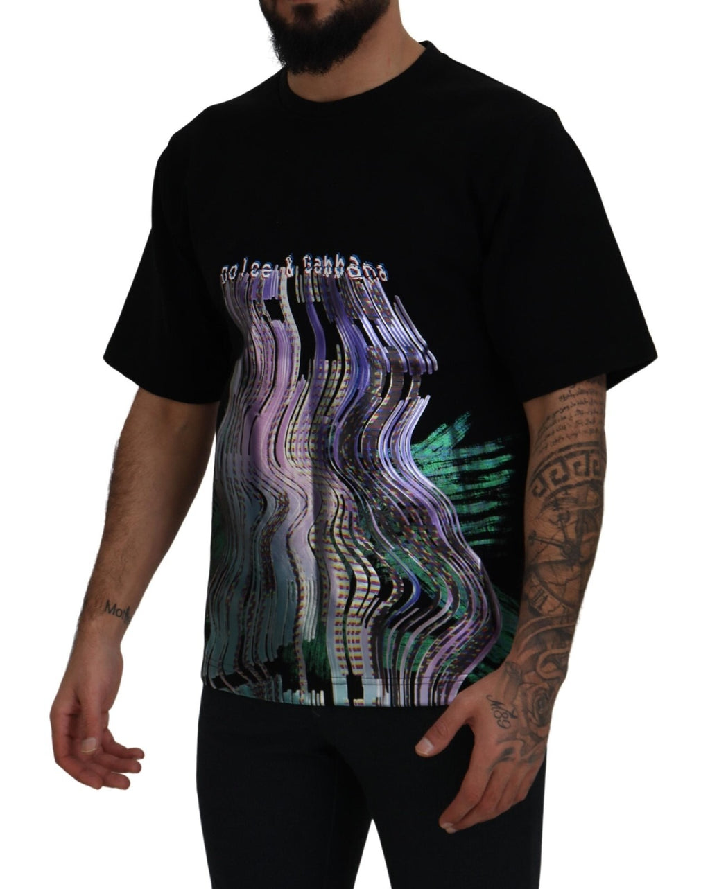 T-shirt Dolce & Gabbana en coton noir à imprimé col rond