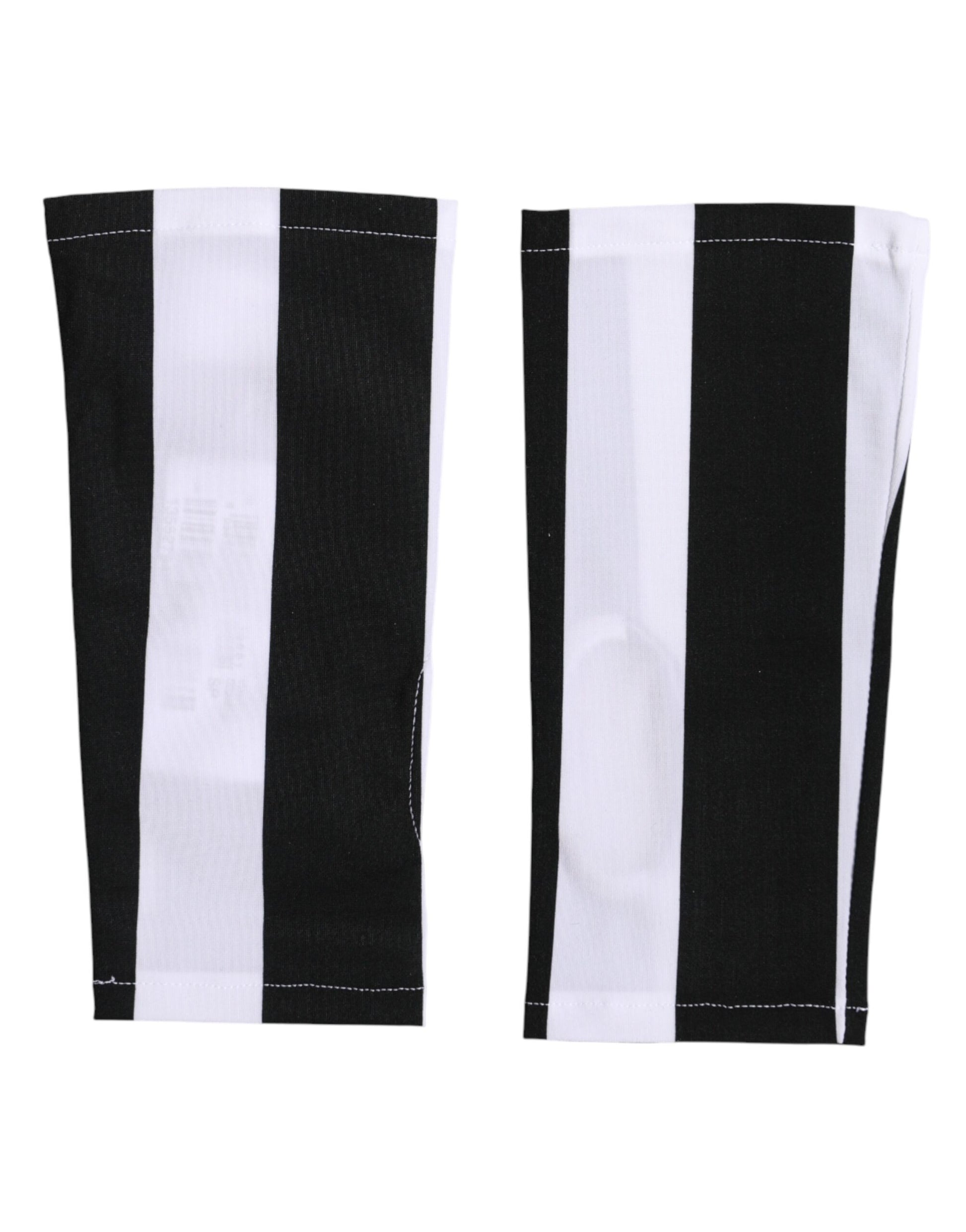Gants courts sans doigts Dolce & Gabbana en nylon noir et blanc