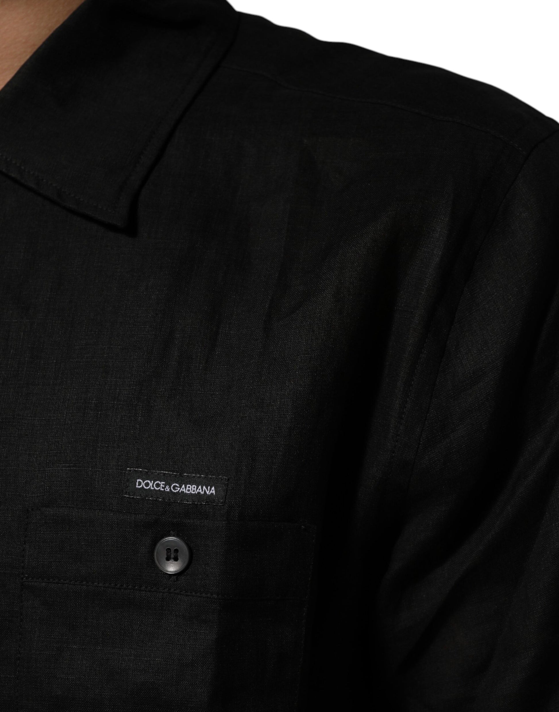 Polo Carhartt Wip noir en lin à manches courtes et col.