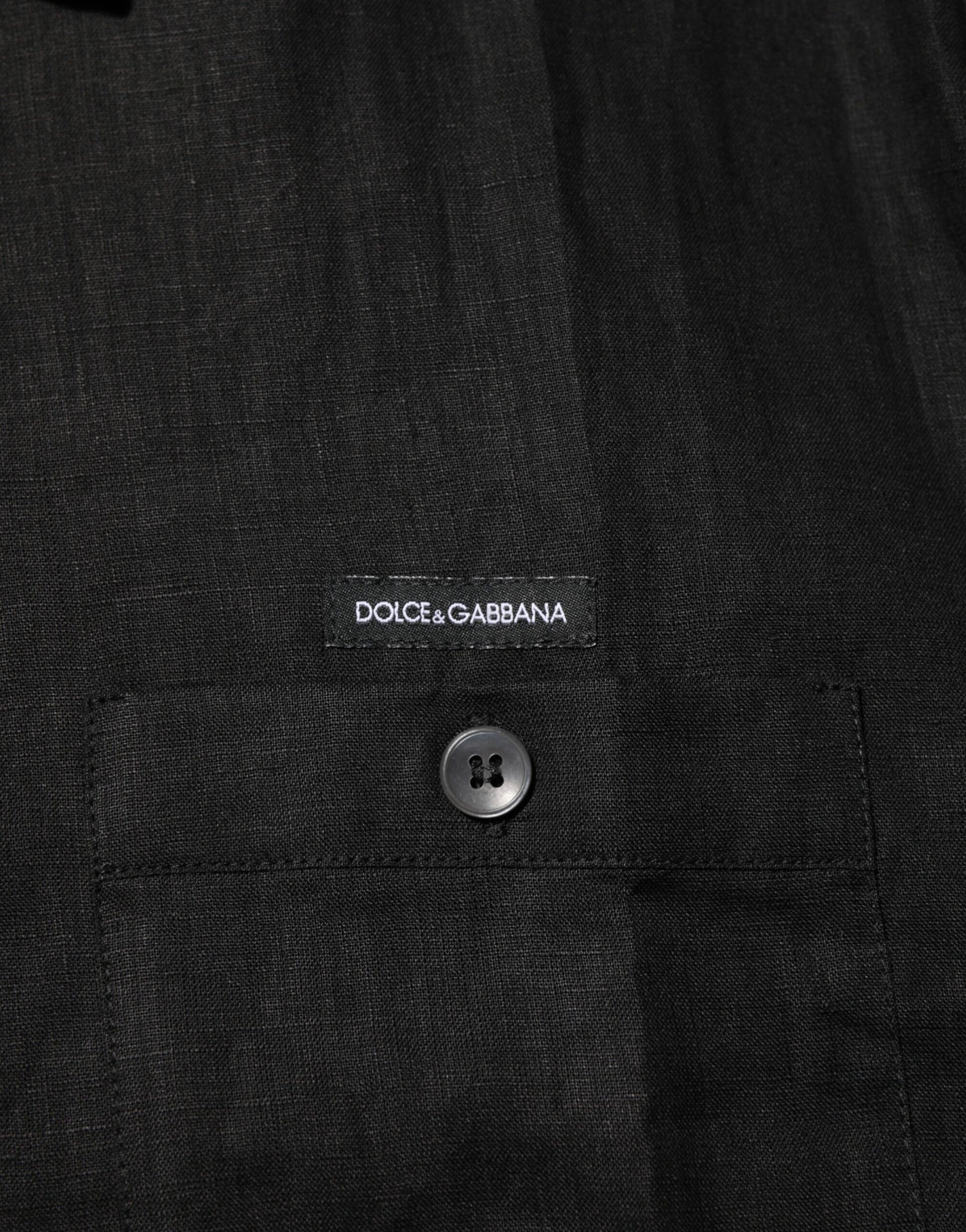 Polo Carhartt Wip noir en lin à manches courtes et col.