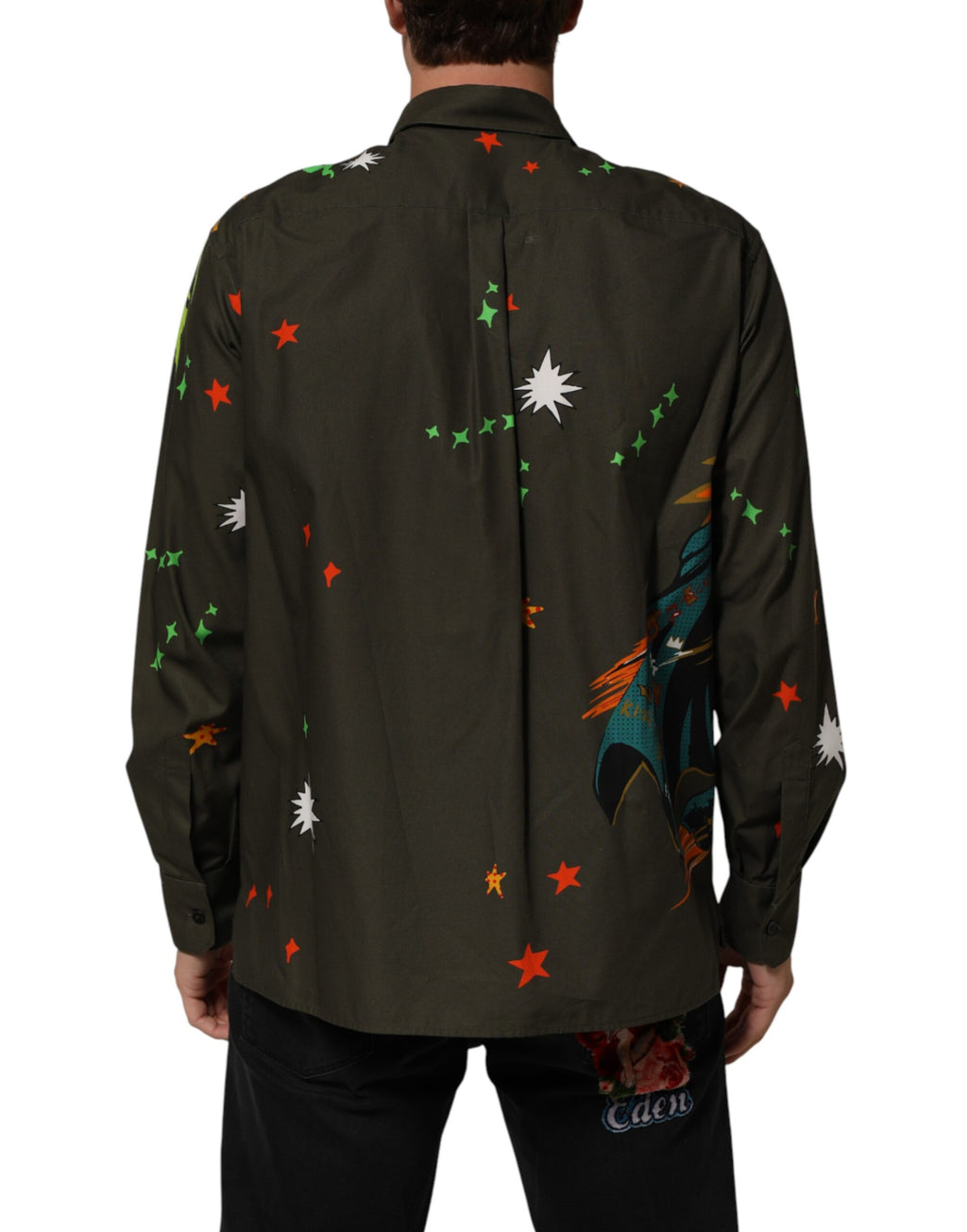 Chemise boutonnée Dolce & Gabbana verte à imprimé super-héros