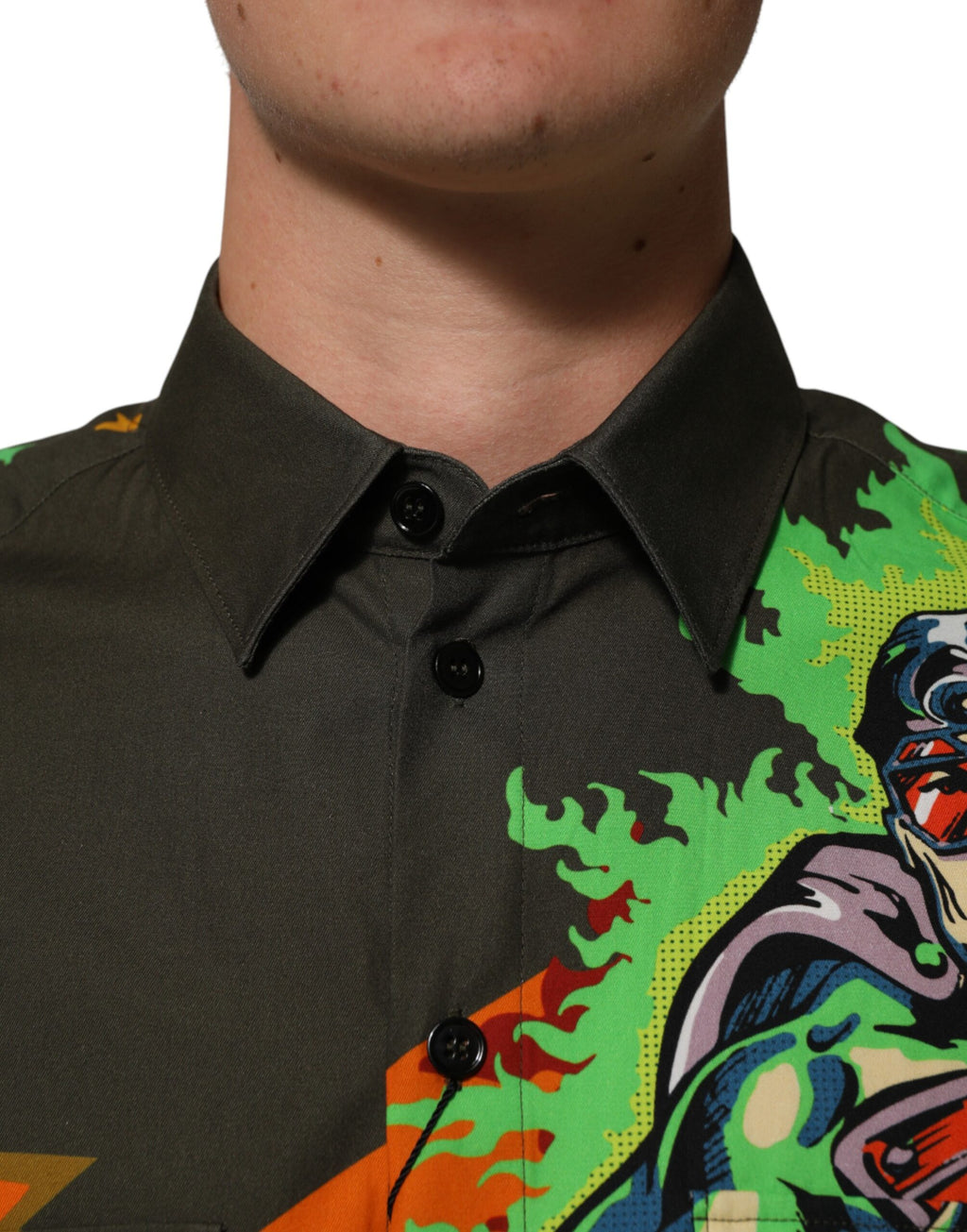 Chemise boutonnée Dolce & Gabbana verte à imprimé super-héros