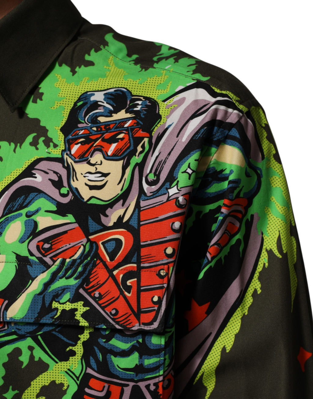Chemise boutonnée Dolce & Gabbana verte à imprimé super-héros