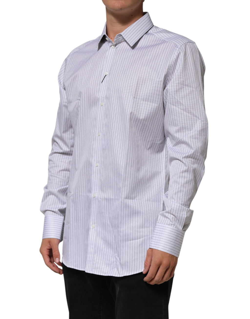 Chemise Habillée Dolce & Gabbana Rayures Blanches Manches Longues DORÉE