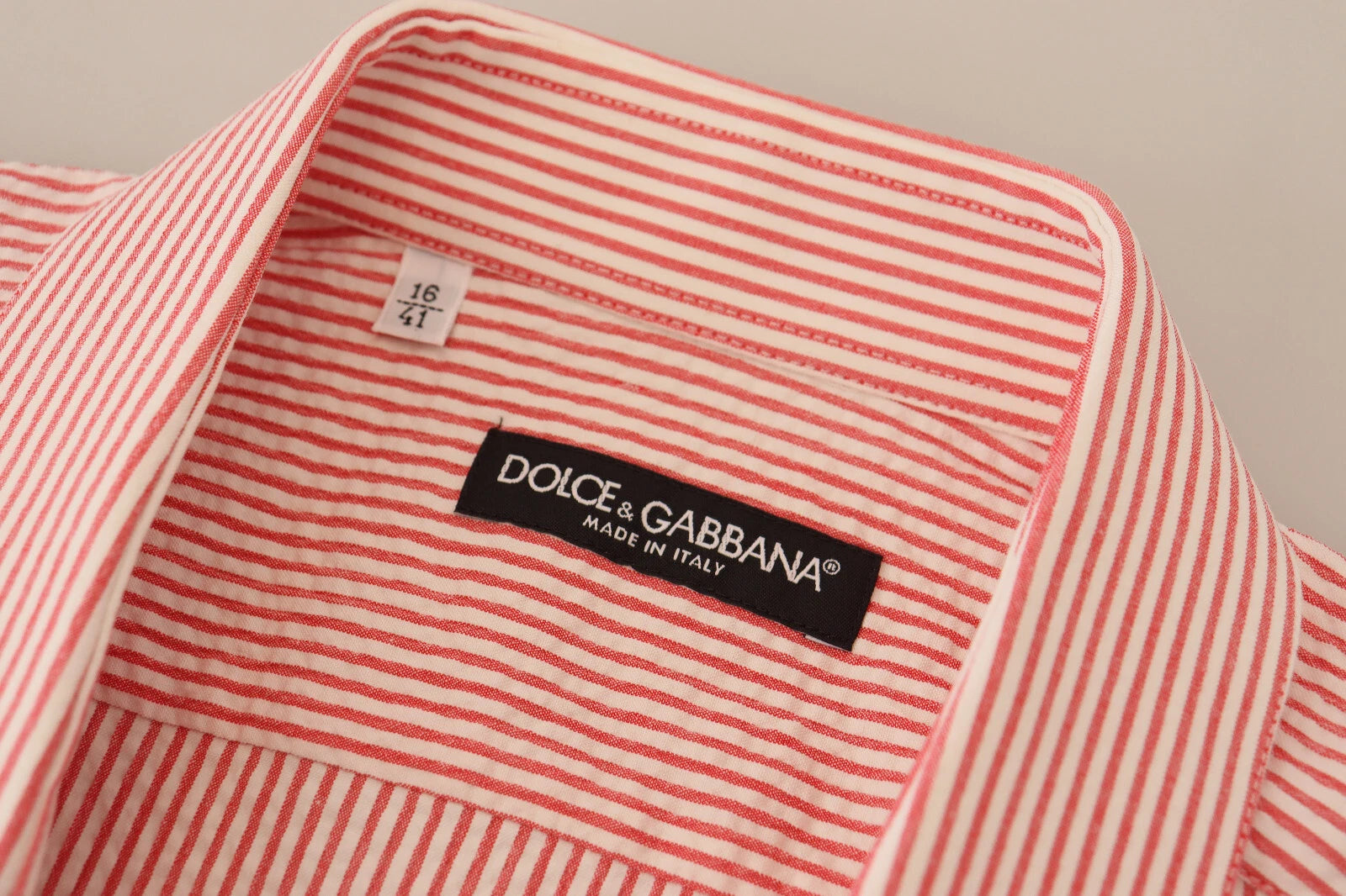 Chemise à manches courtes en coton rayée rouge et blanc Dolce & Gabbana