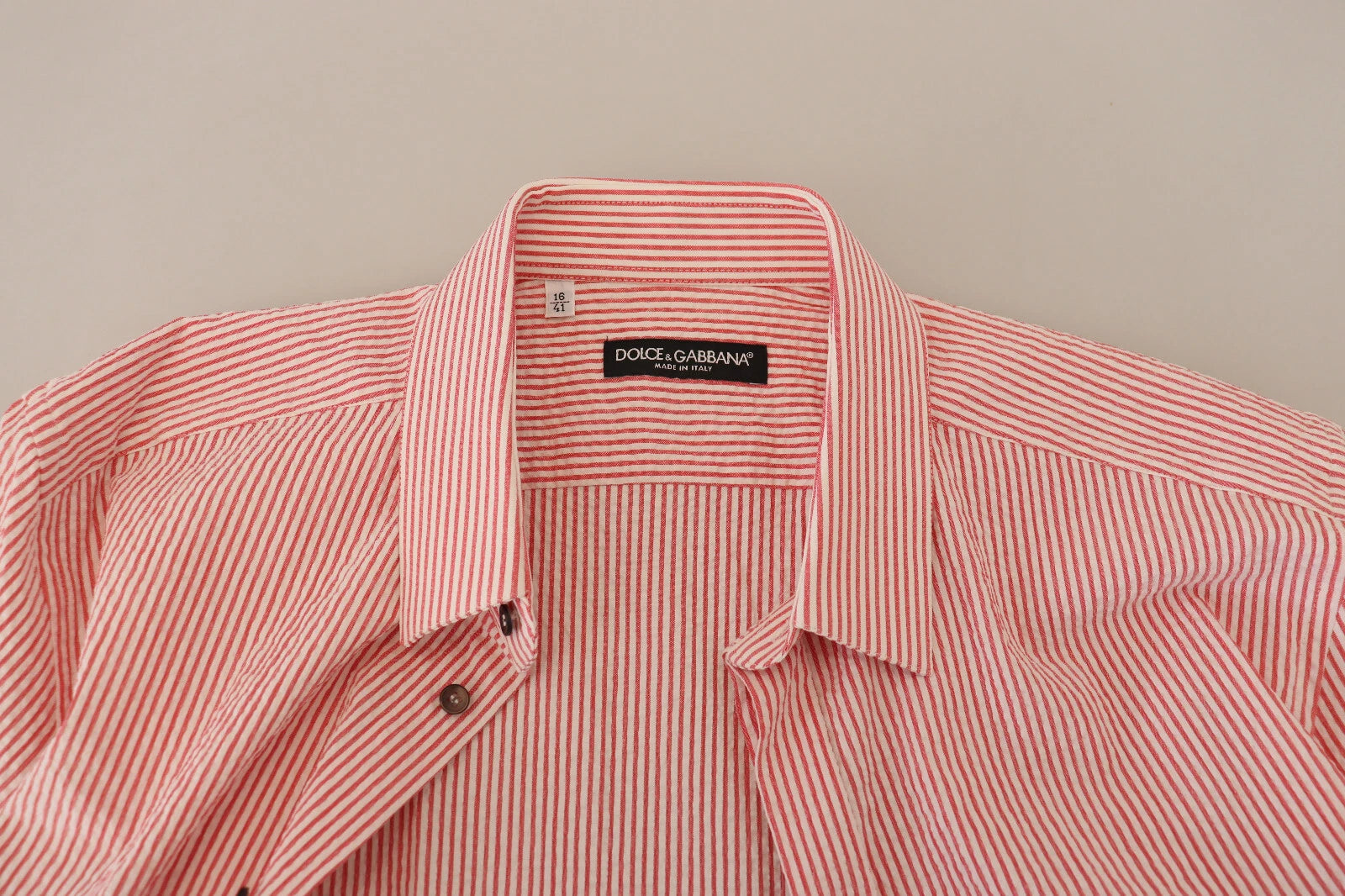 Chemise à manches courtes en coton rayée rouge et blanc Dolce & Gabbana