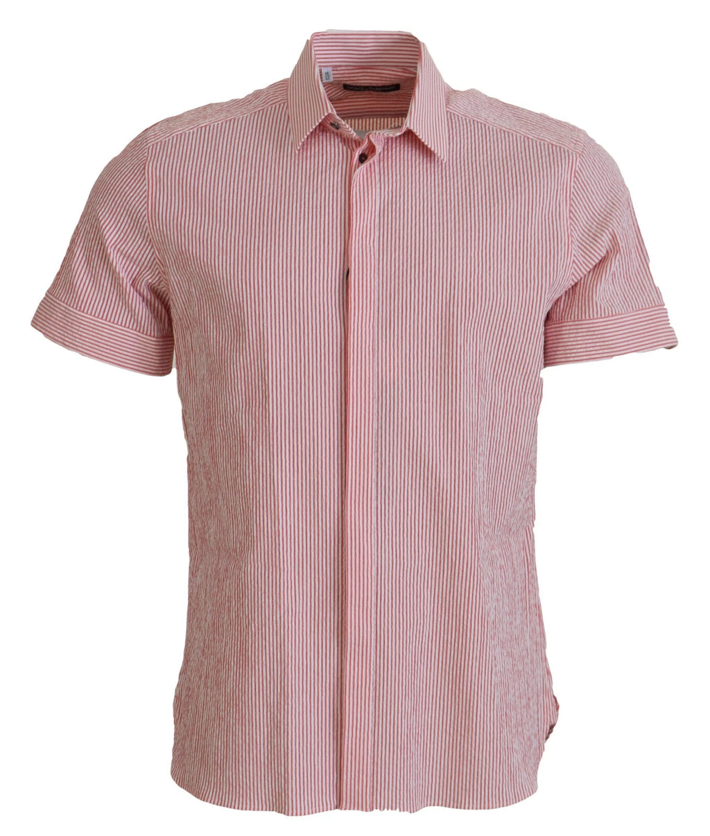 Chemise à manches courtes en coton rayée rouge et blanc Dolce & Gabbana