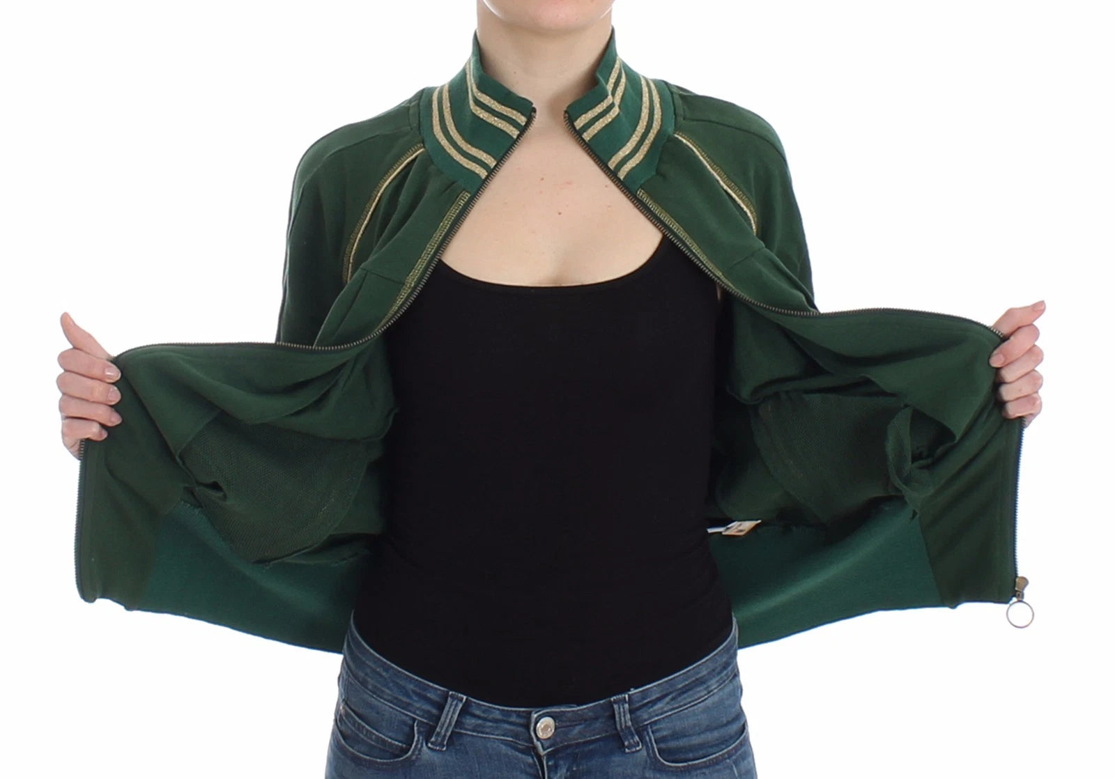 Gilet Sweat-shirt Veste John Galliano Vert Fausse Fermeture Éclair