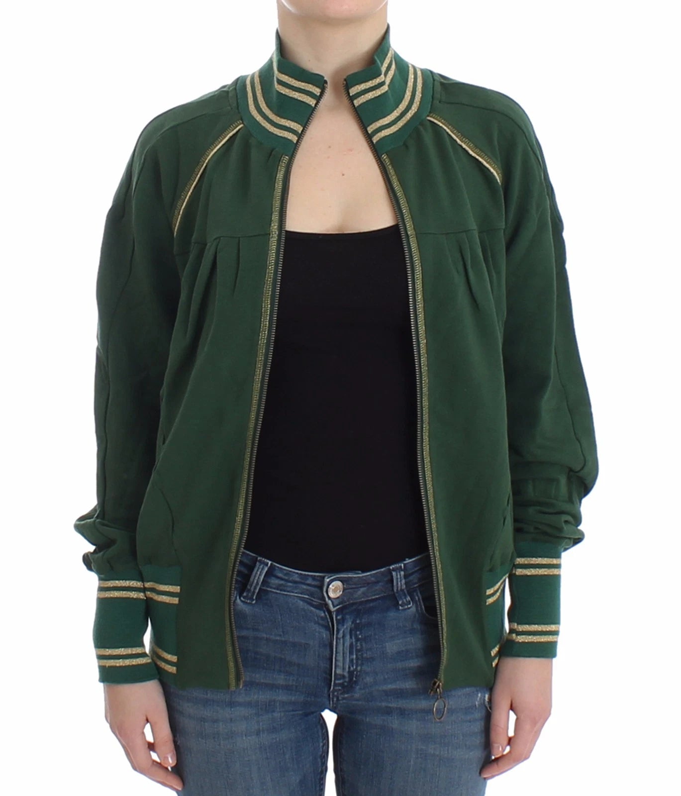 Gilet Sweat-shirt Veste John Galliano Vert Fausse Fermeture Éclair