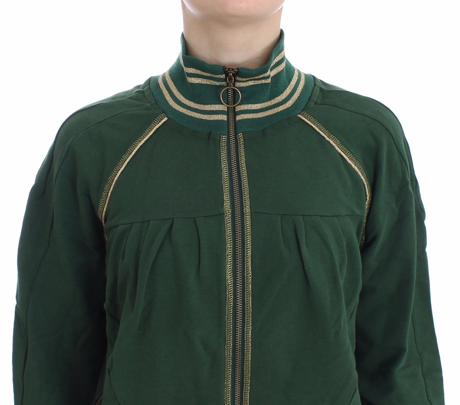 Gilet Sweat-shirt Veste John Galliano Vert Fausse Fermeture Éclair