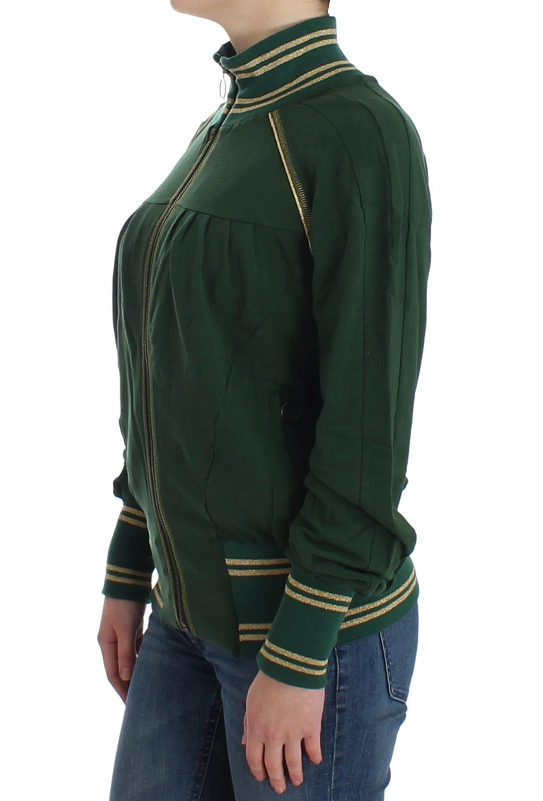 Gilet Sweat-shirt Veste John Galliano Vert Fausse Fermeture Éclair