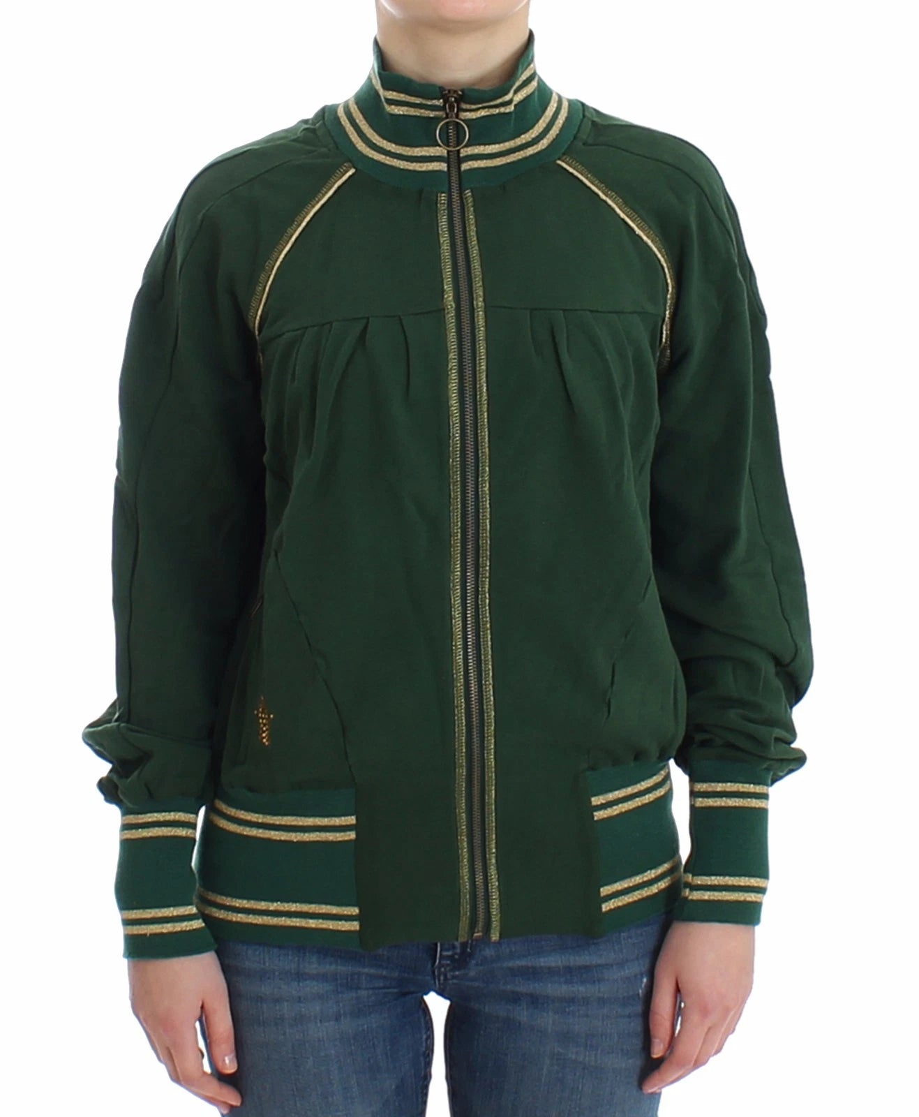 Gilet Sweat-shirt Veste John Galliano Vert Fausse Fermeture Éclair