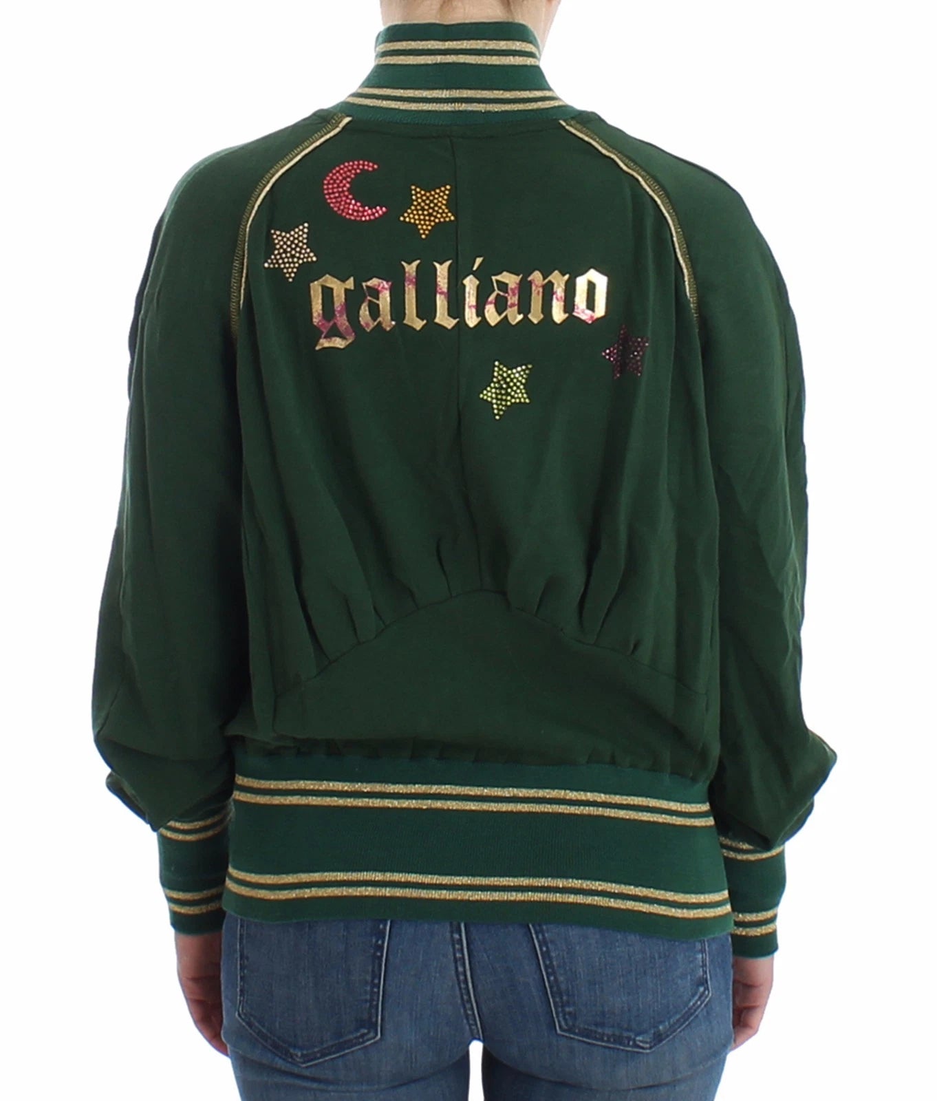 Gilet Sweat-shirt Veste John Galliano Vert Fausse Fermeture Éclair