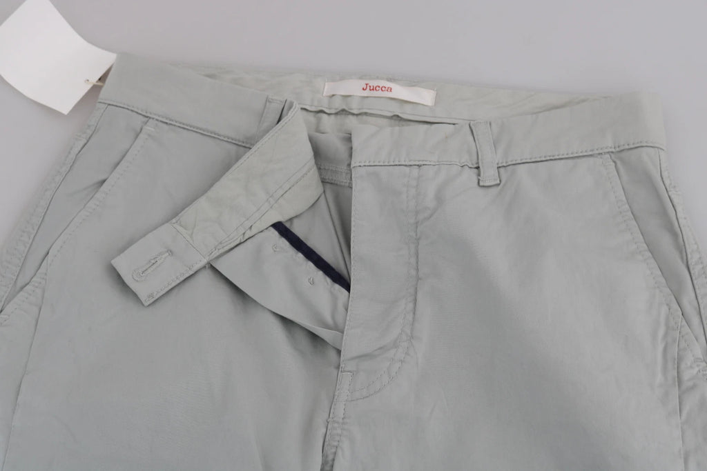 Jucca Cotton Gray High Waist Skinny Cropped Trousers Pants