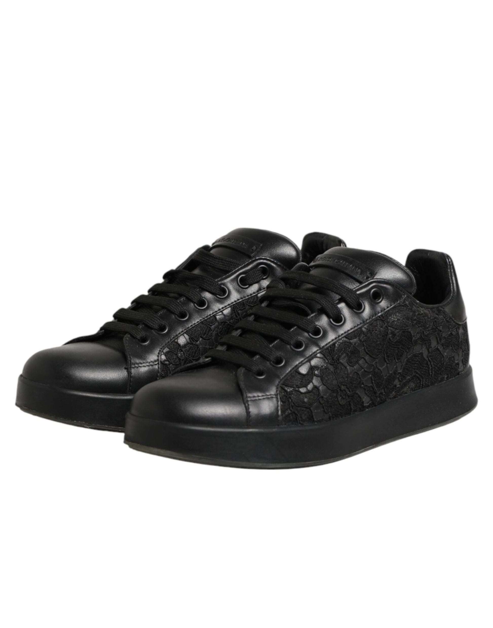 Chaussures Dolce & Gabbana Baskets Basses en Dentelle Florale Noire