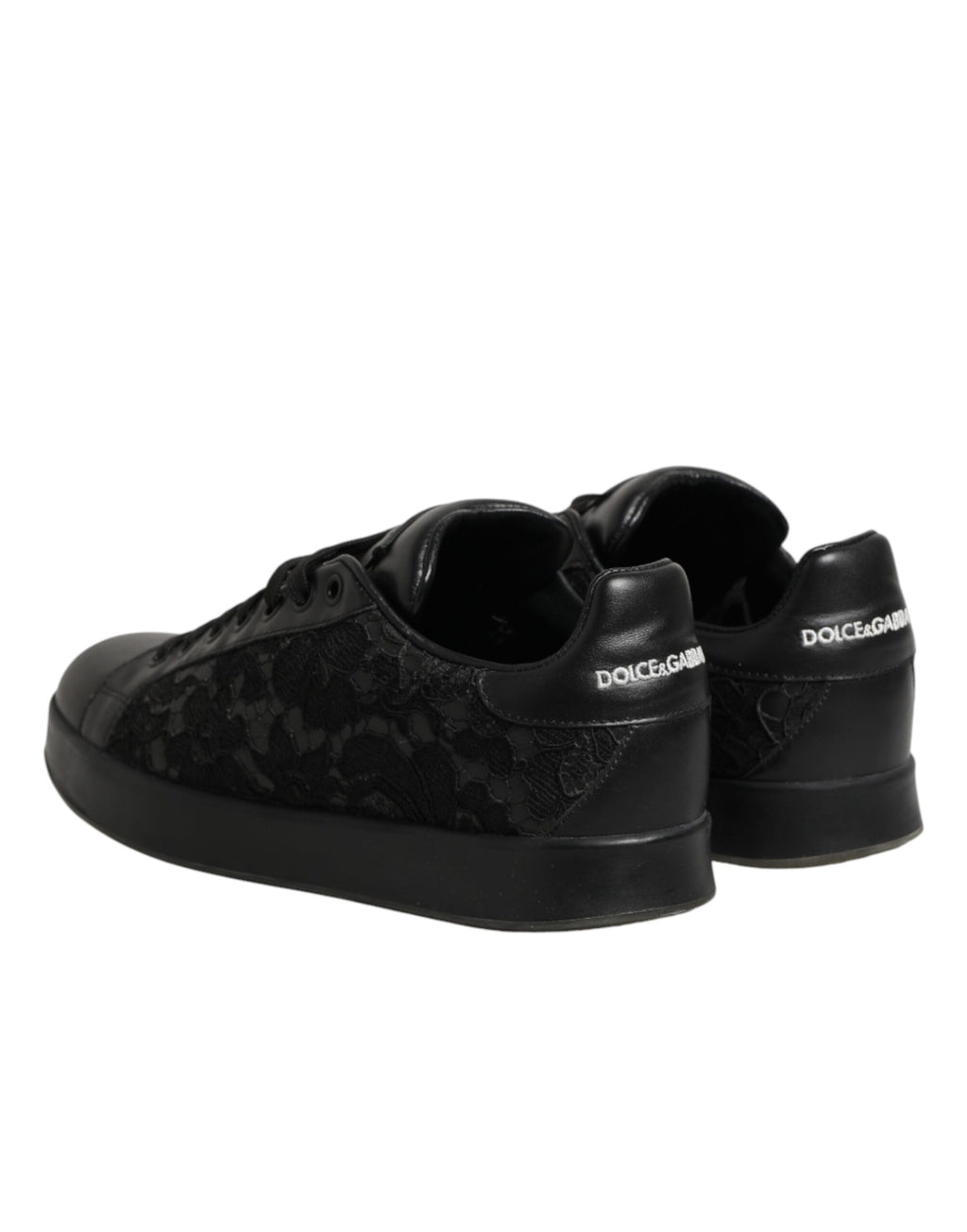 Chaussures Dolce & Gabbana Baskets Basses en Dentelle Florale Noire