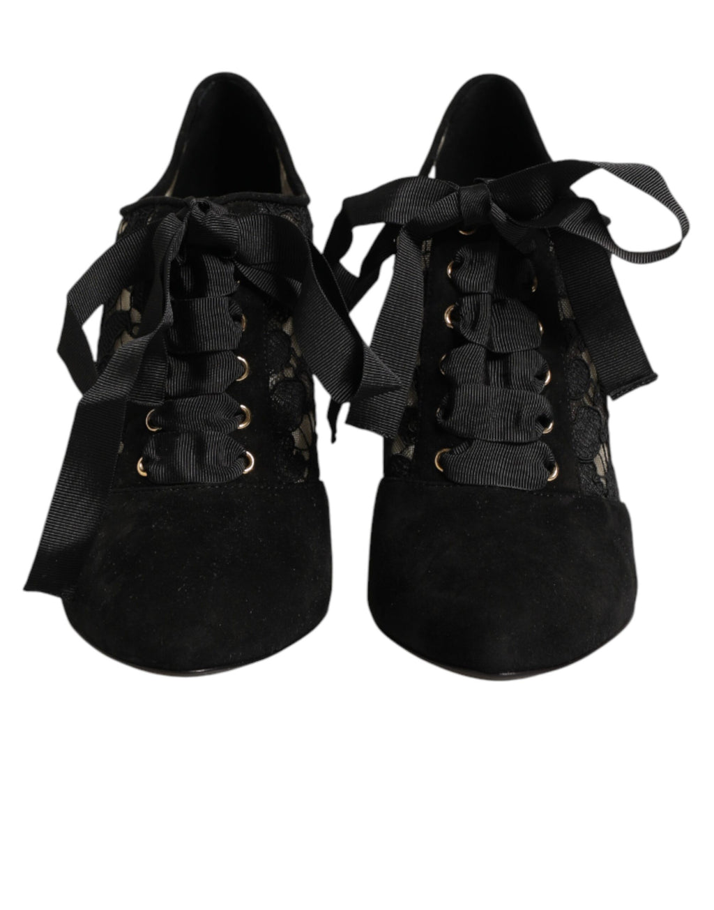 Chaussures à talons hauts à lacets noires à motif floral Dolce & Gabbana