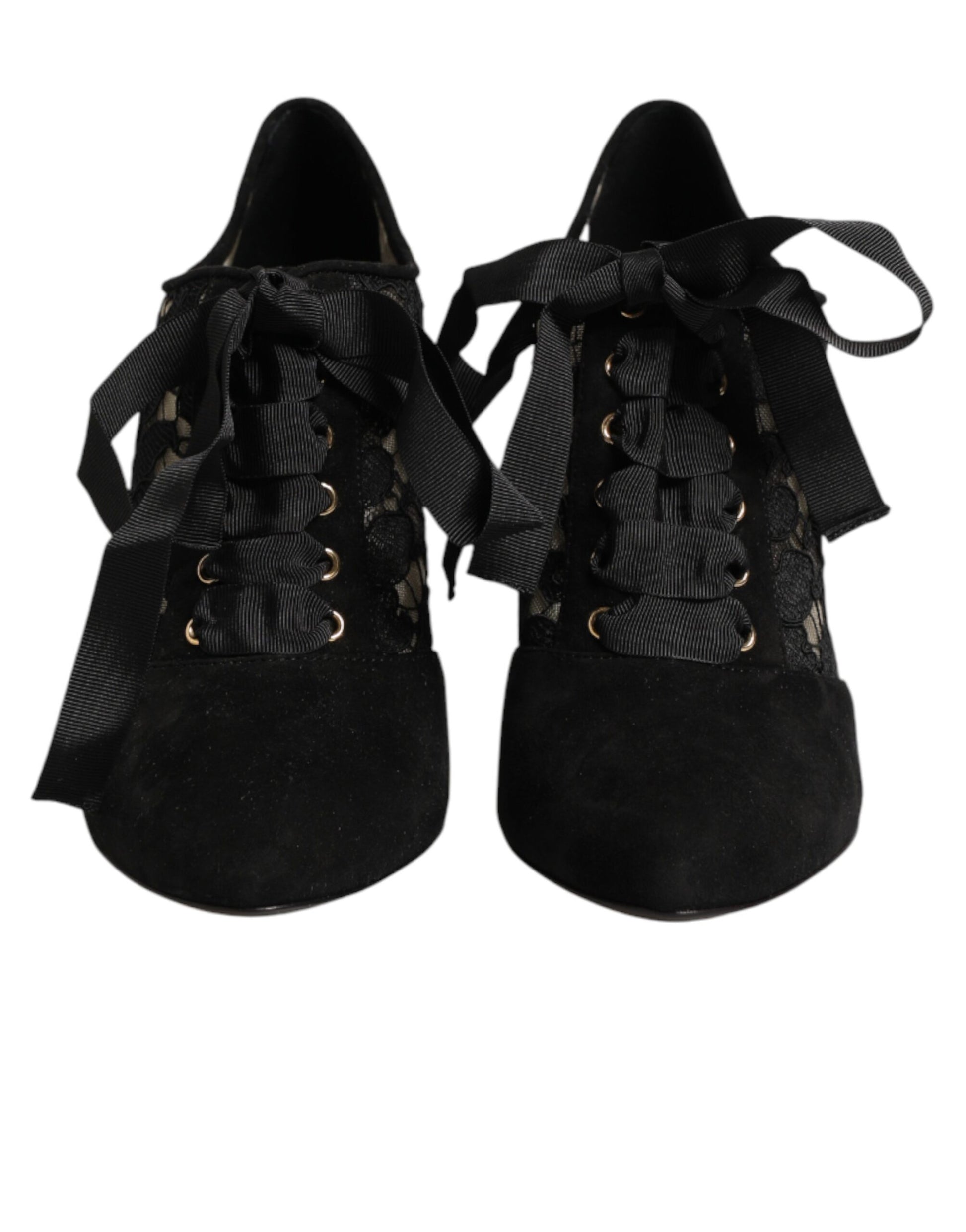 Chaussures à talons hauts à lacets noires à motif floral Dolce & Gabbana
