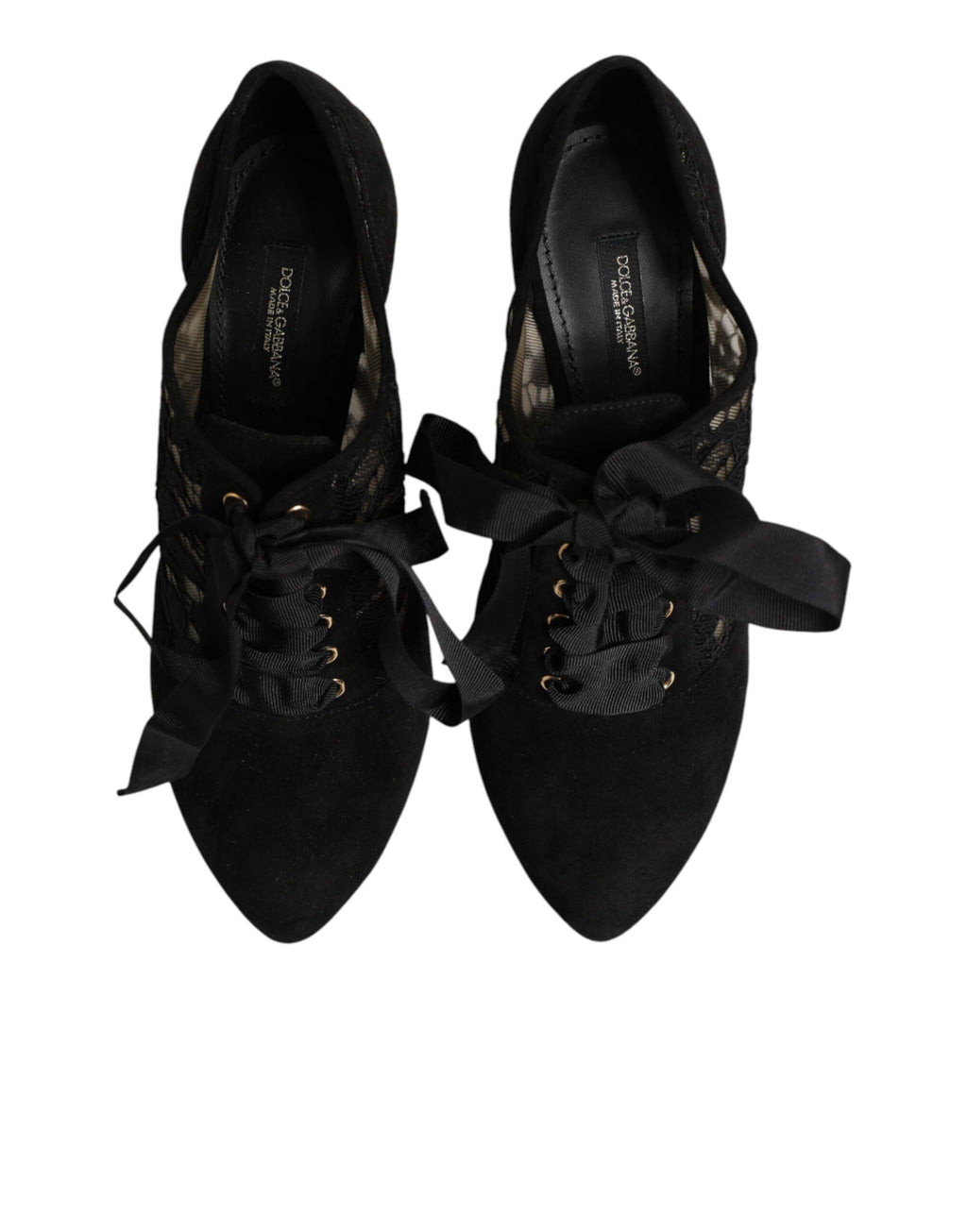 Chaussures à talons hauts à lacets noires à motif floral Dolce & Gabbana