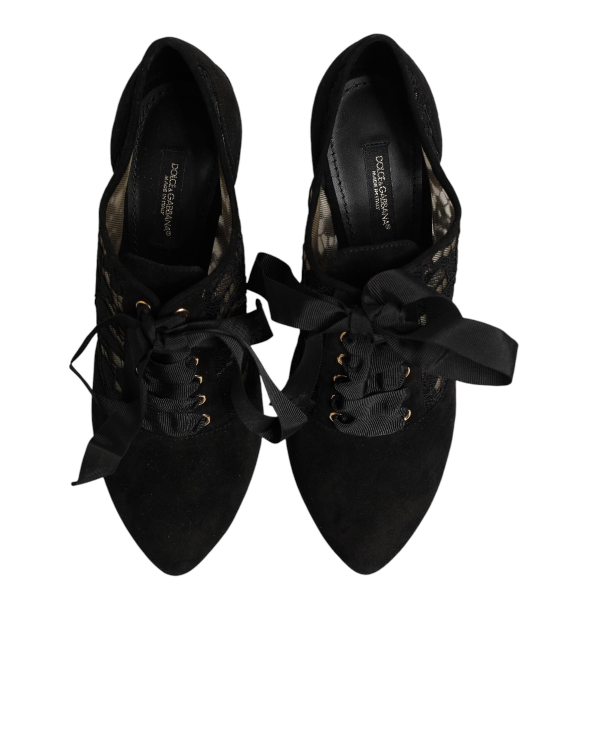Chaussures à talons hauts à lacets noires à motif floral Dolce & Gabbana