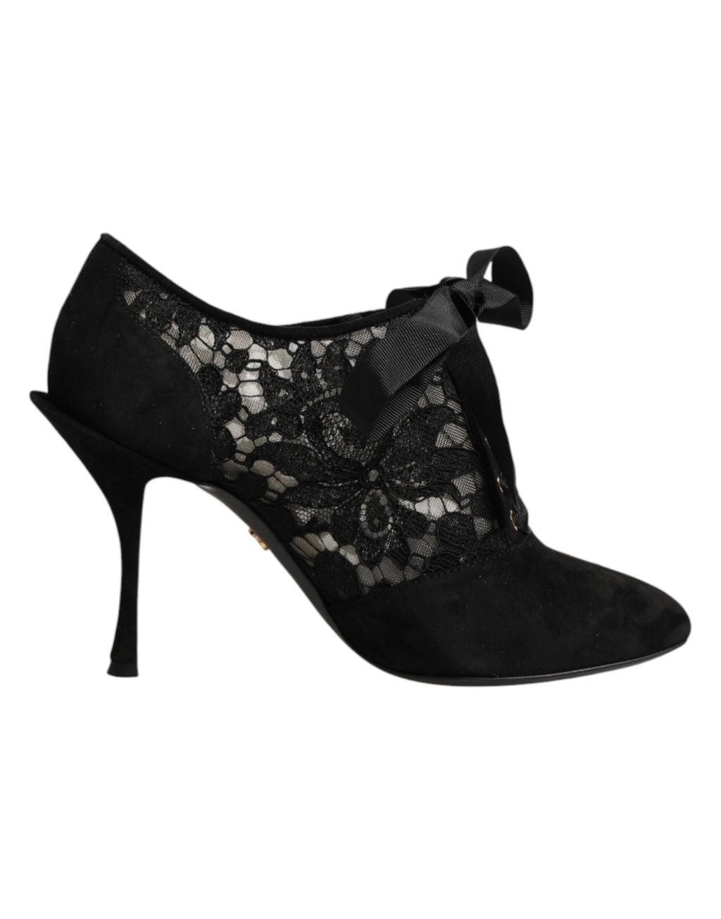 Chaussures à talons hauts à lacets noires à motif floral Dolce & Gabbana