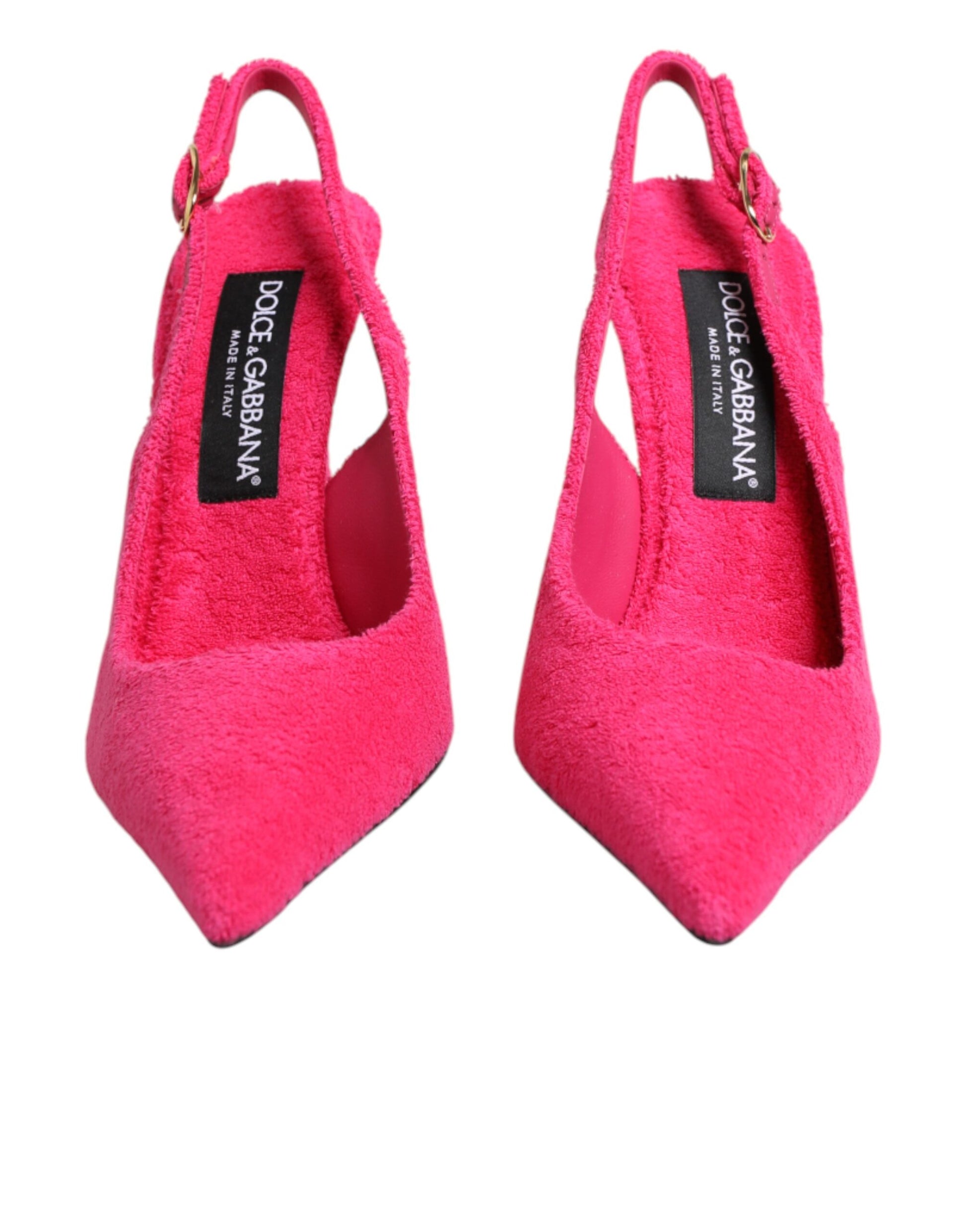 Dolce & Gabbana Pink Terry Cloth High Heels Slingback Shoes