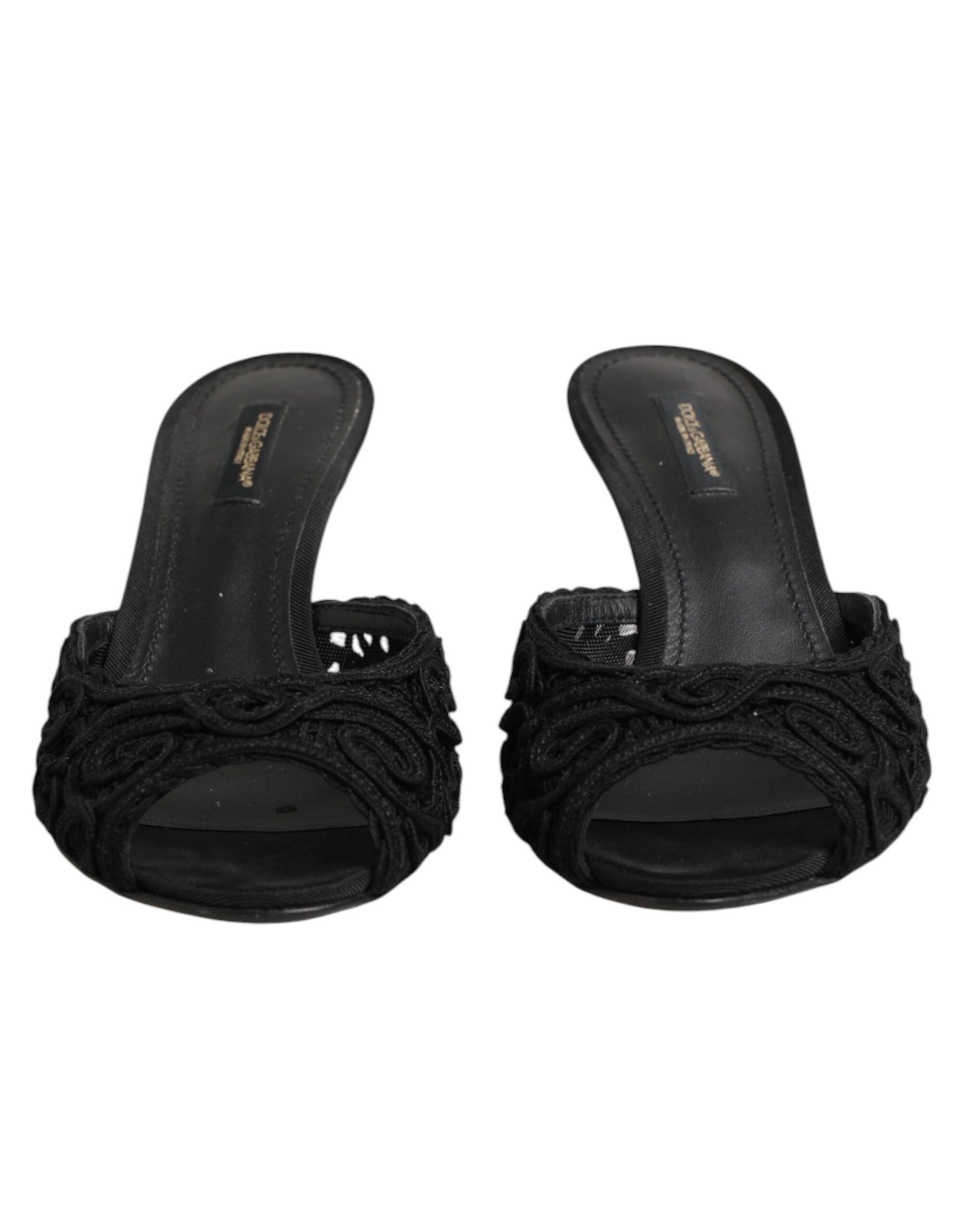 Chaussures à talons à enfiler Dolce & Gabbana brodées noires
