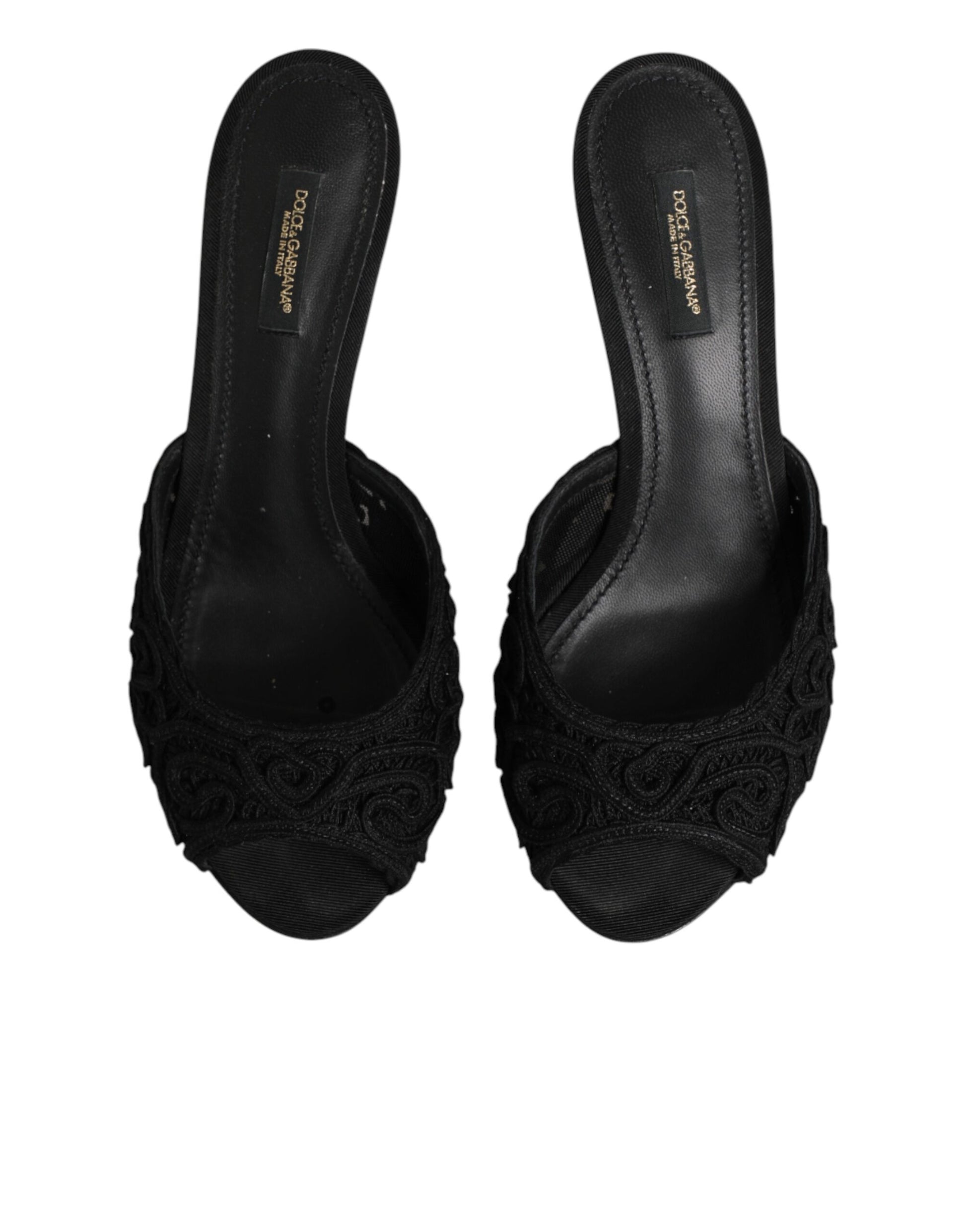 Chaussures à talons à enfiler Dolce & Gabbana brodées noires