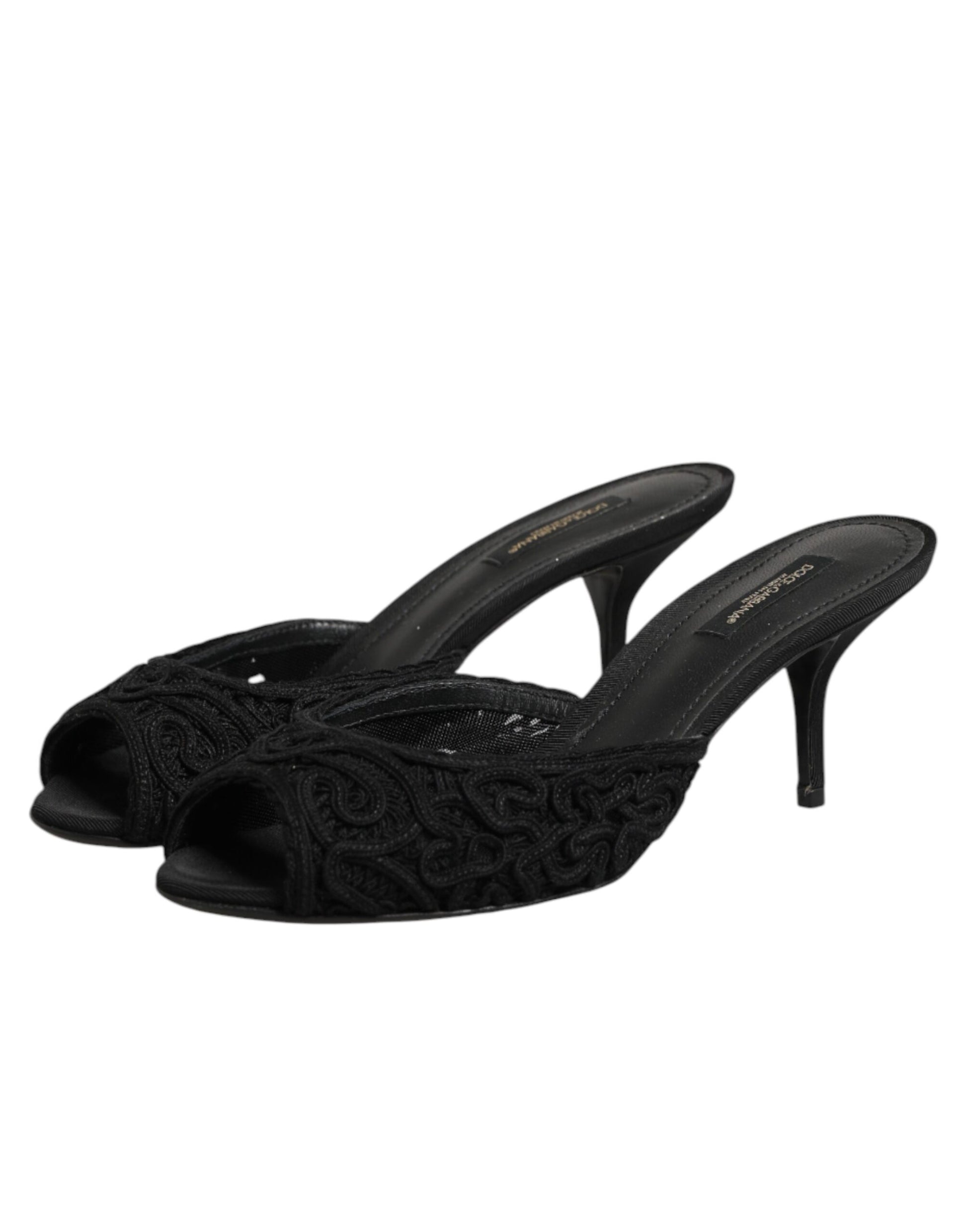 Chaussures à talons à enfiler Dolce & Gabbana brodées noires