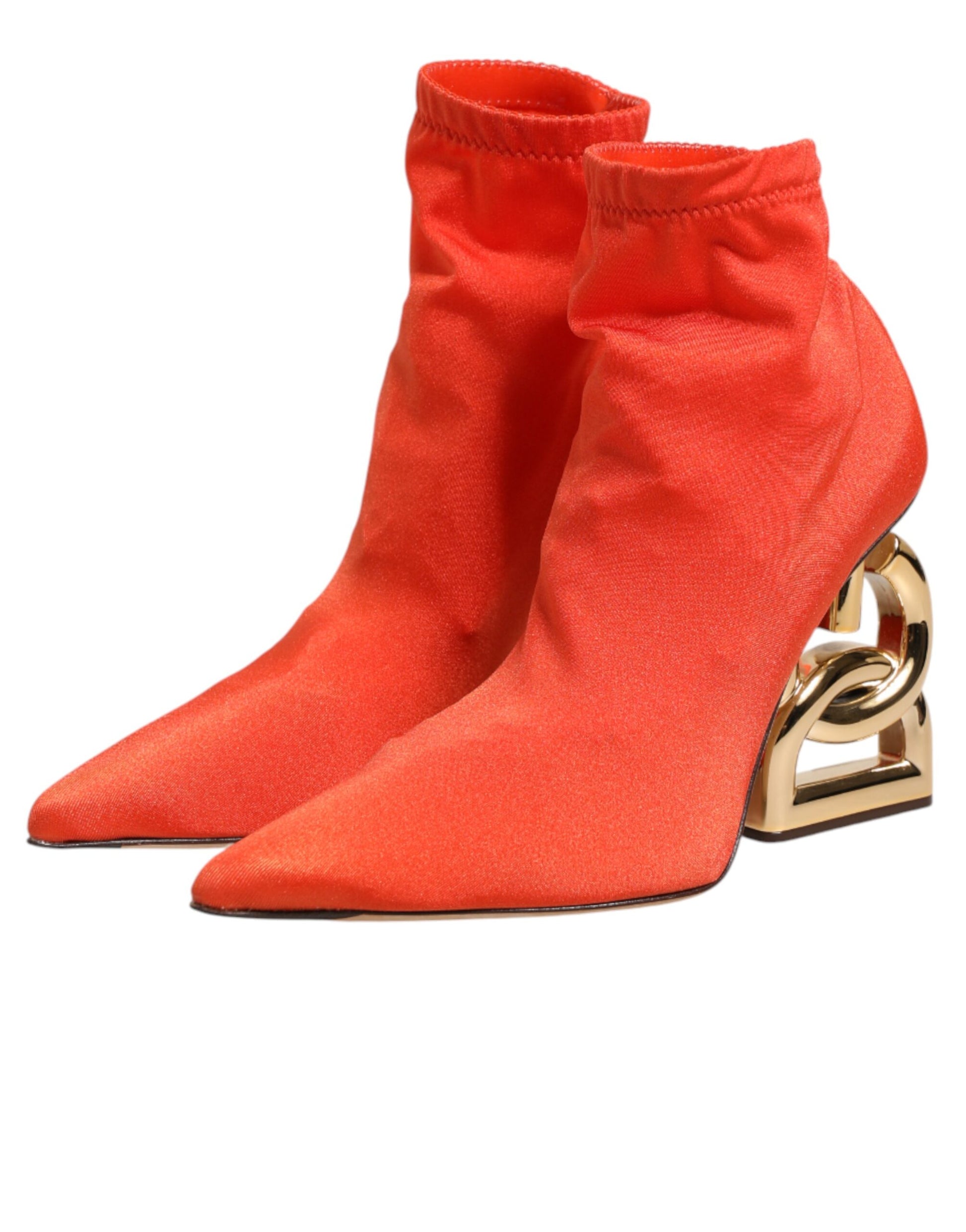 Chaussures Bottines Dolce & Gabbana Orange à Talon Logo DG